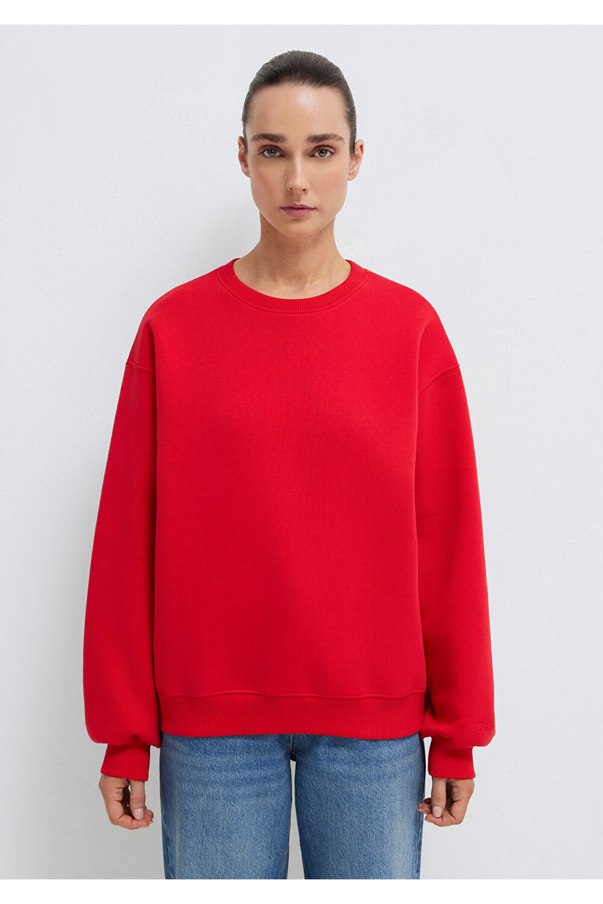 Mavi Bisiklet Yaka Kırmızı Basic Sweatshirt 1610198-80791 görsel 2