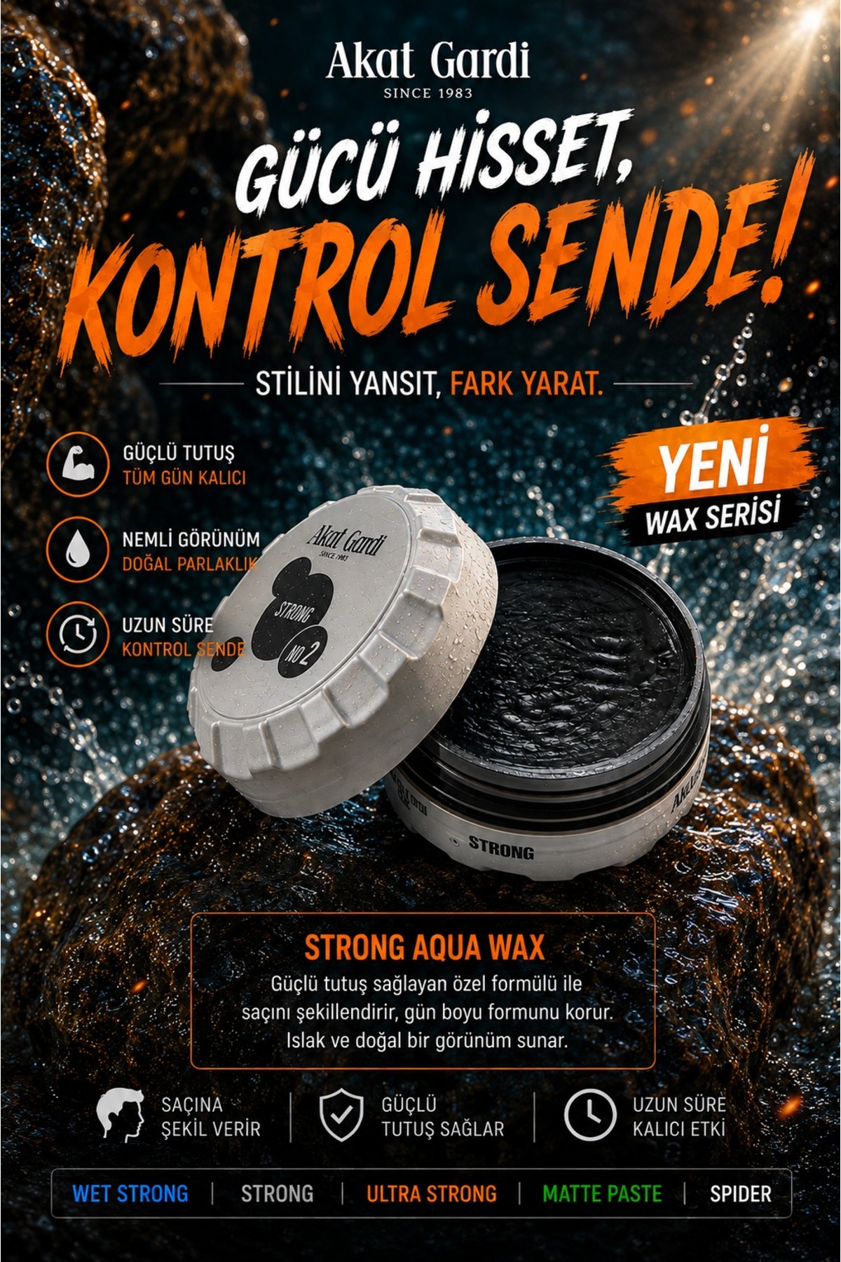 Komple Saç Şekillendirme Paketi Extra Strong No:2(Gri) Saç Spreyi/Saç Köpüğü/Saç Şekillendirici Wax — 3LÜPAKETGRİ — تصویر 4 از 4