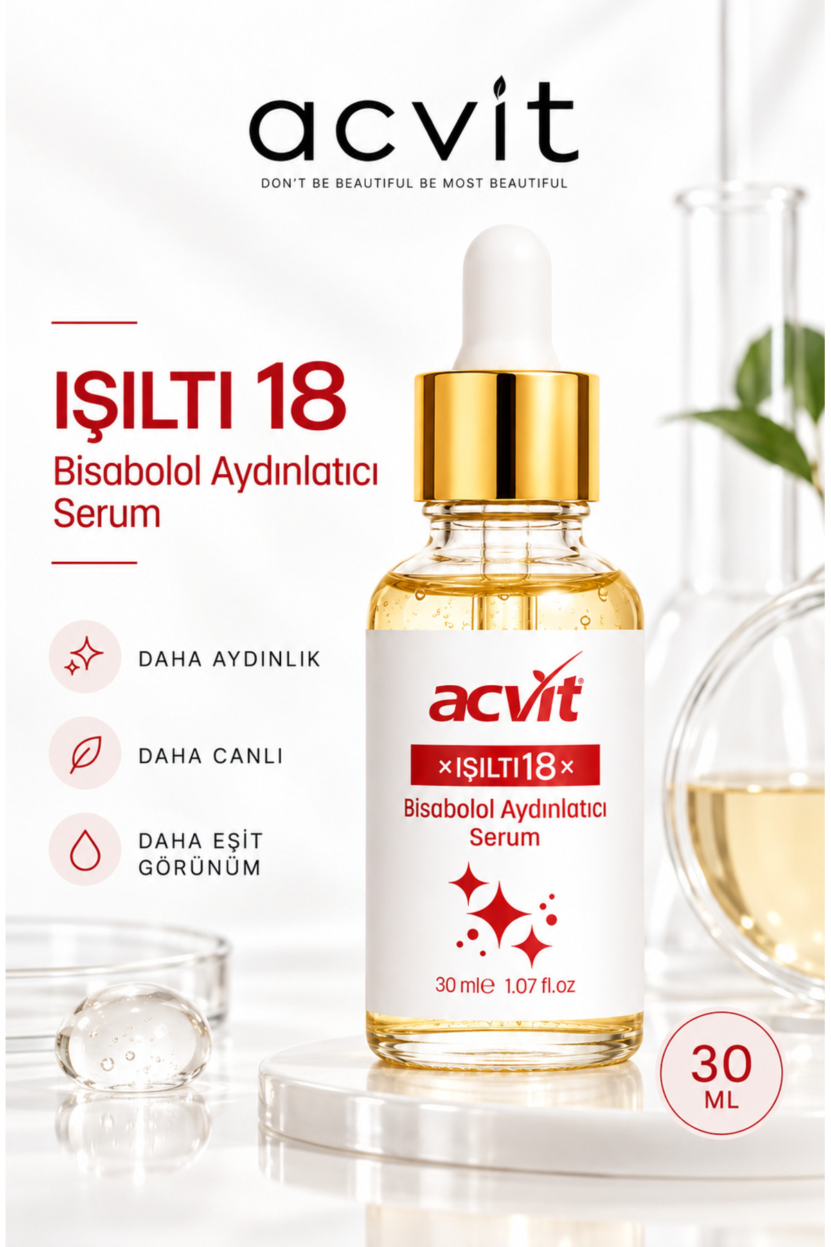 Işıltı 18 Bisabolol Aydınlatıcı Serum 30 ML | Leke Karşıtı & Cilt Tonu Eşitleyici & Işıltı Veren — IBAS01 — تصویر 3 از 9