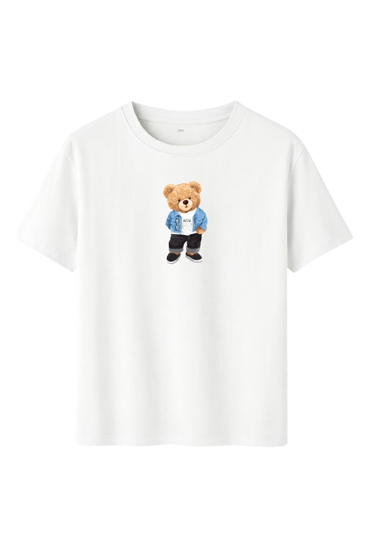 DK DAKSEL Beyaz Renk Basic Teddy Bear Baskılı Erkek T-shirt Dks4191 görsel 2