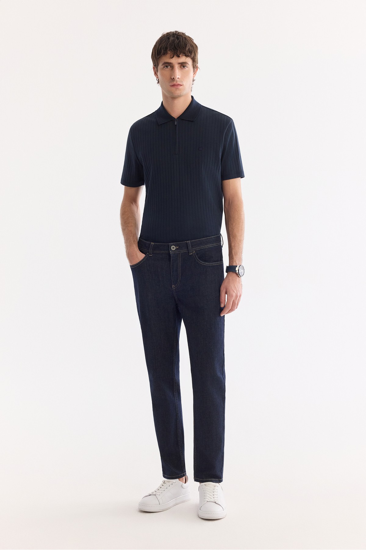 Avva Erkek İndigo Klasik Bel Eskitme Yıkamalı Elastan Madrid Comfort Slim Fit Jean Pantolon A61Y3509 görsel 7