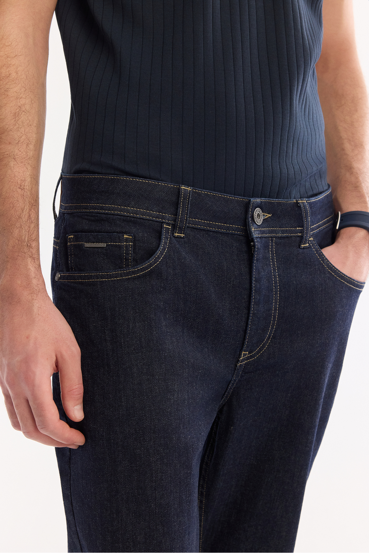 Avva Erkek İndigo Klasik Bel Eskitme Yıkamalı Elastan Madrid Comfort Slim Fit Jean Pantolon A61Y3509 görsel 5