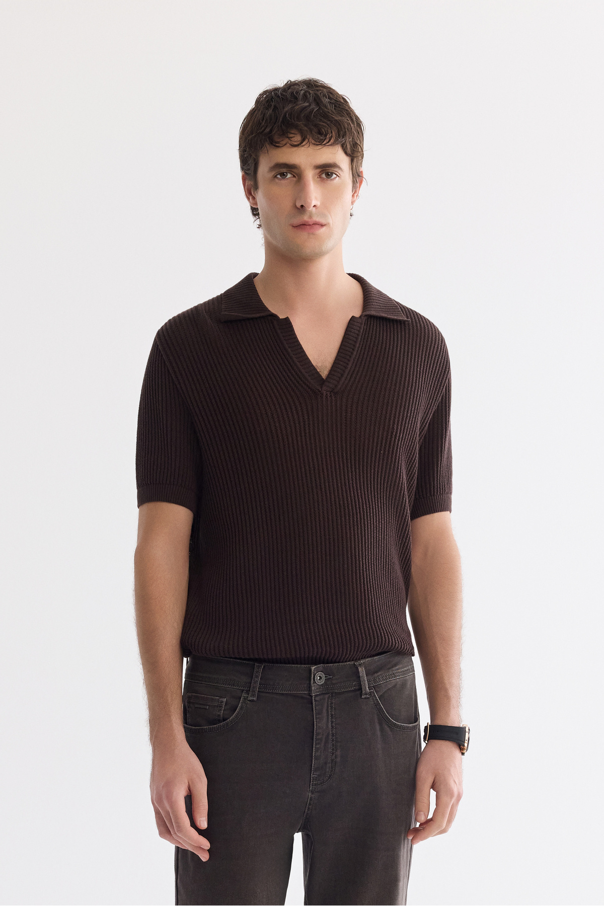 Avva Erkek Kahverengi Eskitme Yıkamalı Pamuklu Elastan Madrid Comfort Slim Fit Jean Pantolon A61Y3511 görsel 2