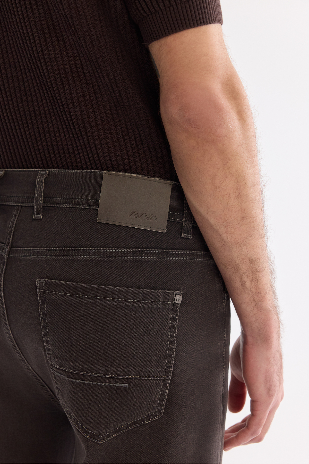 Avva Erkek Kahverengi Eskitme Yıkamalı Pamuklu Elastan Madrid Comfort Slim Fit Jean Pantolon A61Y3511 görsel 6