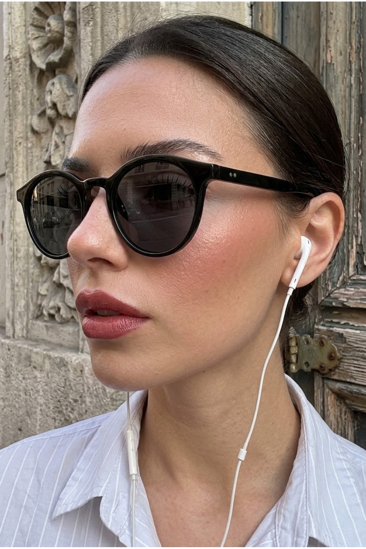 MACERATİ Unisex Siyah Oval Petta Güneş Gözlüğü görsel 2