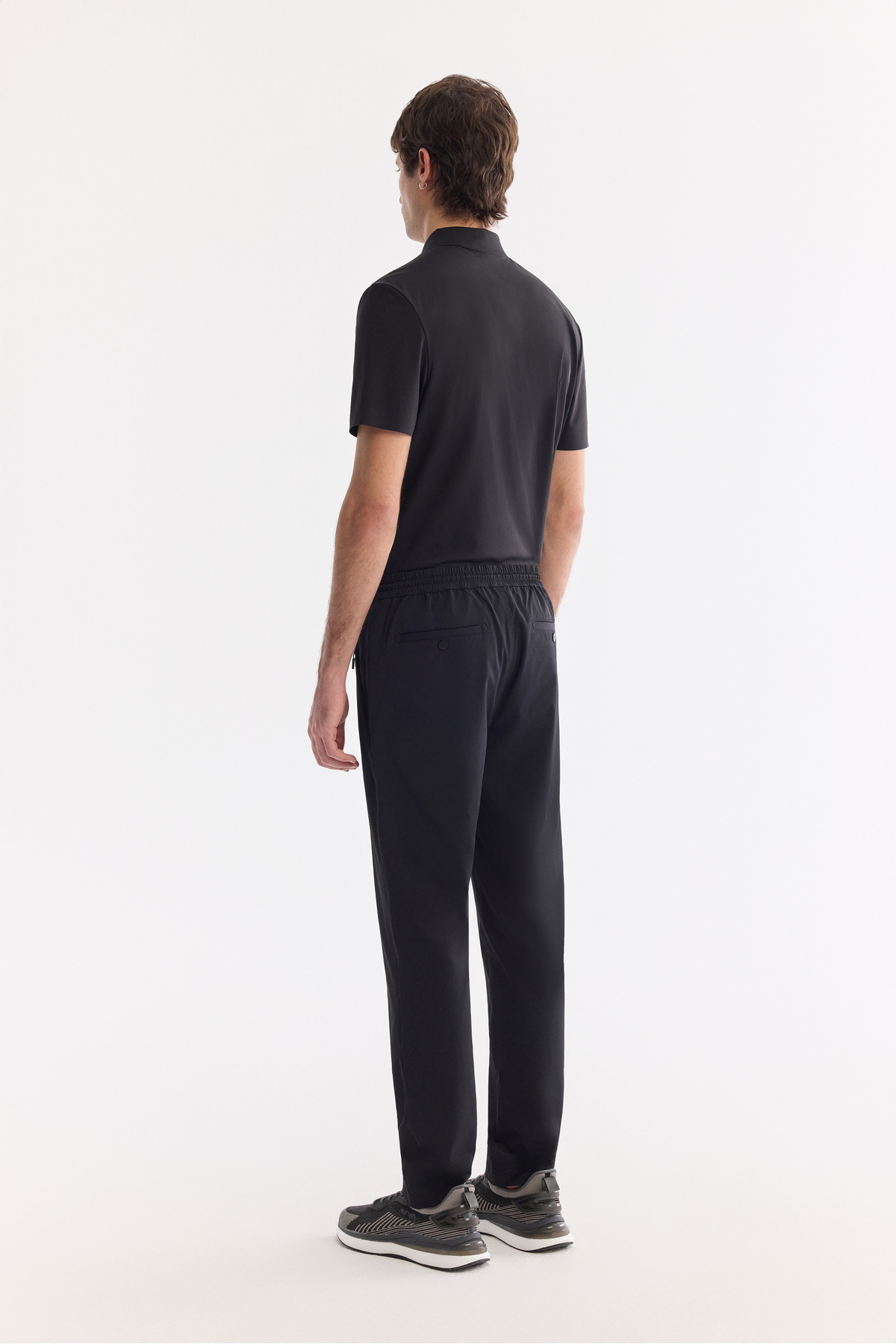 Avva Erkek Siyah Beli Lastikli Bi-Stretch Hızlı Kuruyan Teknik Kumaş Relaxed Fit Jogger Pantolon A61Y3255 görsel 4