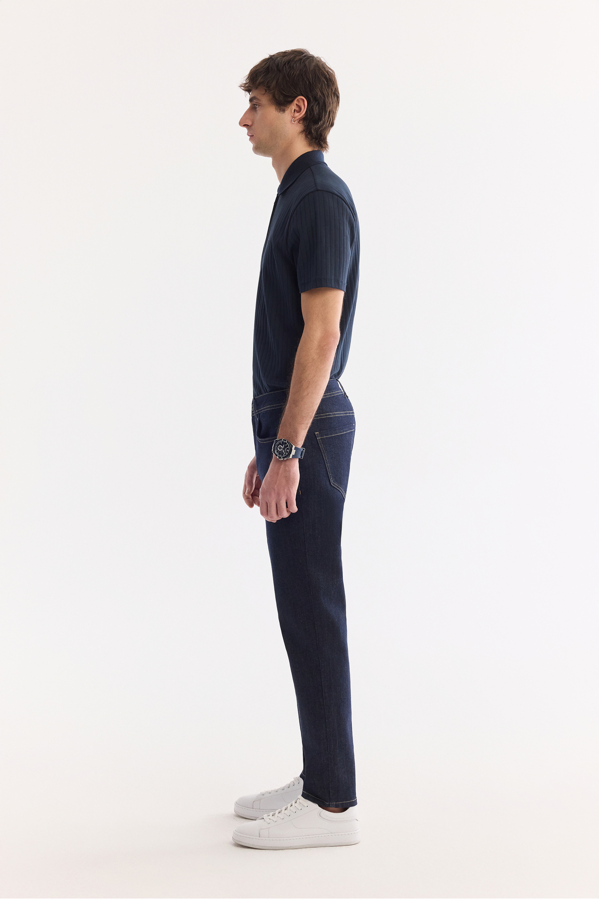 Avva Erkek İndigo Klasik Bel Eskitme Yıkamalı Elastan Madrid Comfort Slim Fit Jean Pantolon A61Y3509 görsel 3