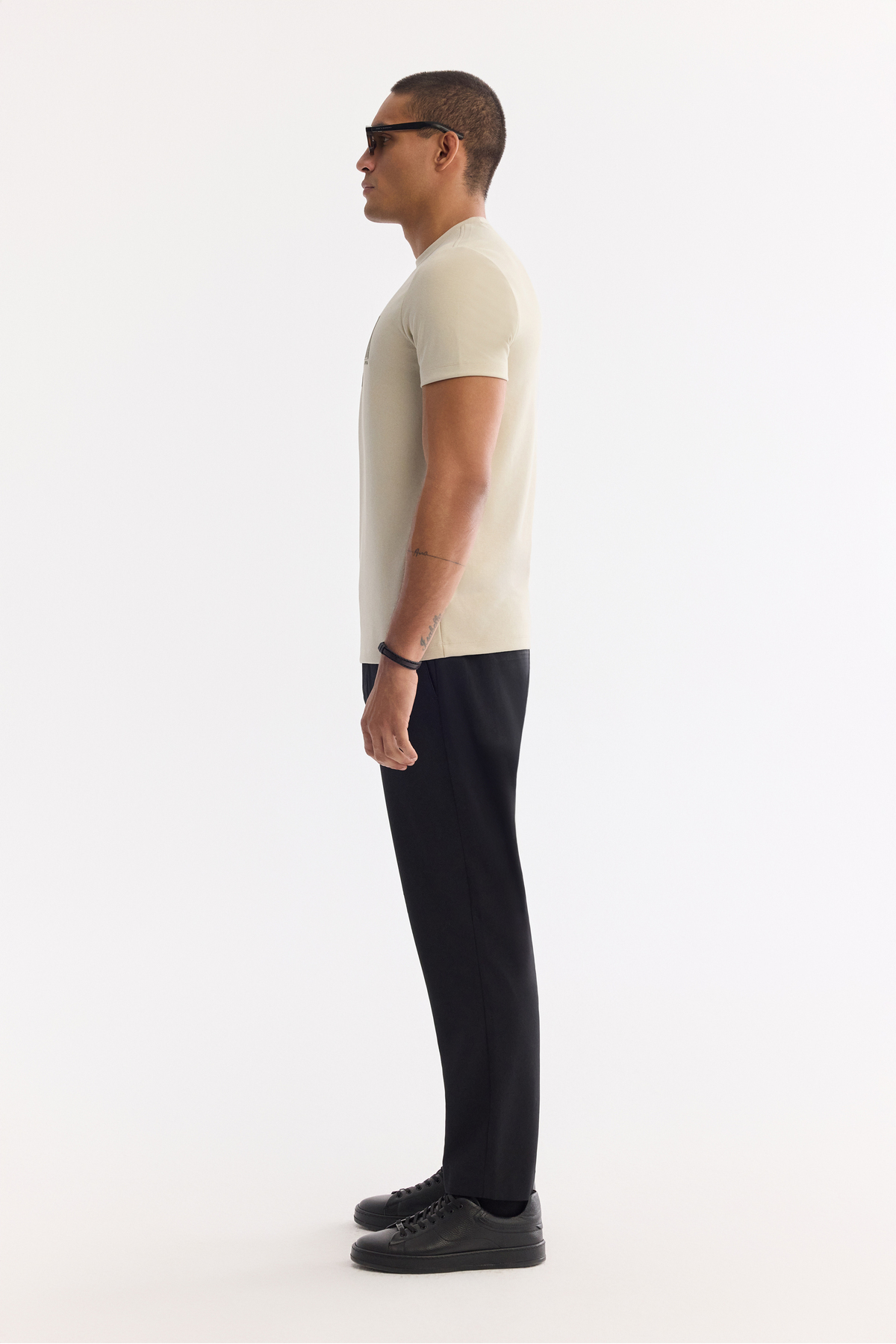 Avva Erkek Bej Bisiklet Yaka Enjeksiyon Baskılı Bi-Stretch İnterlok Regular Fit T-shirt A61Y1136 görsel 3