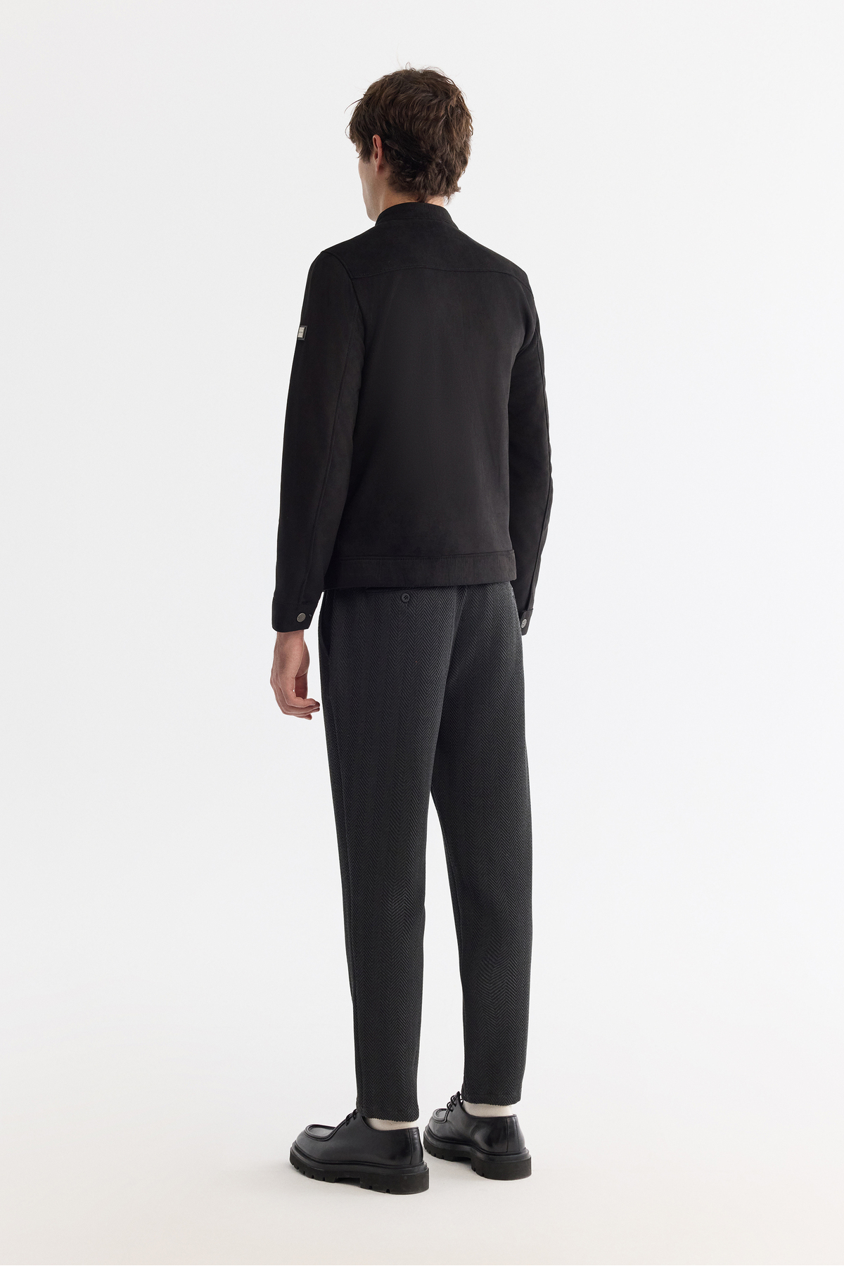 Avva Erkek Siyah Dik Yaka Süet Dokulu Mevsimlik Comfort Fit Mont B006002 görsel 4