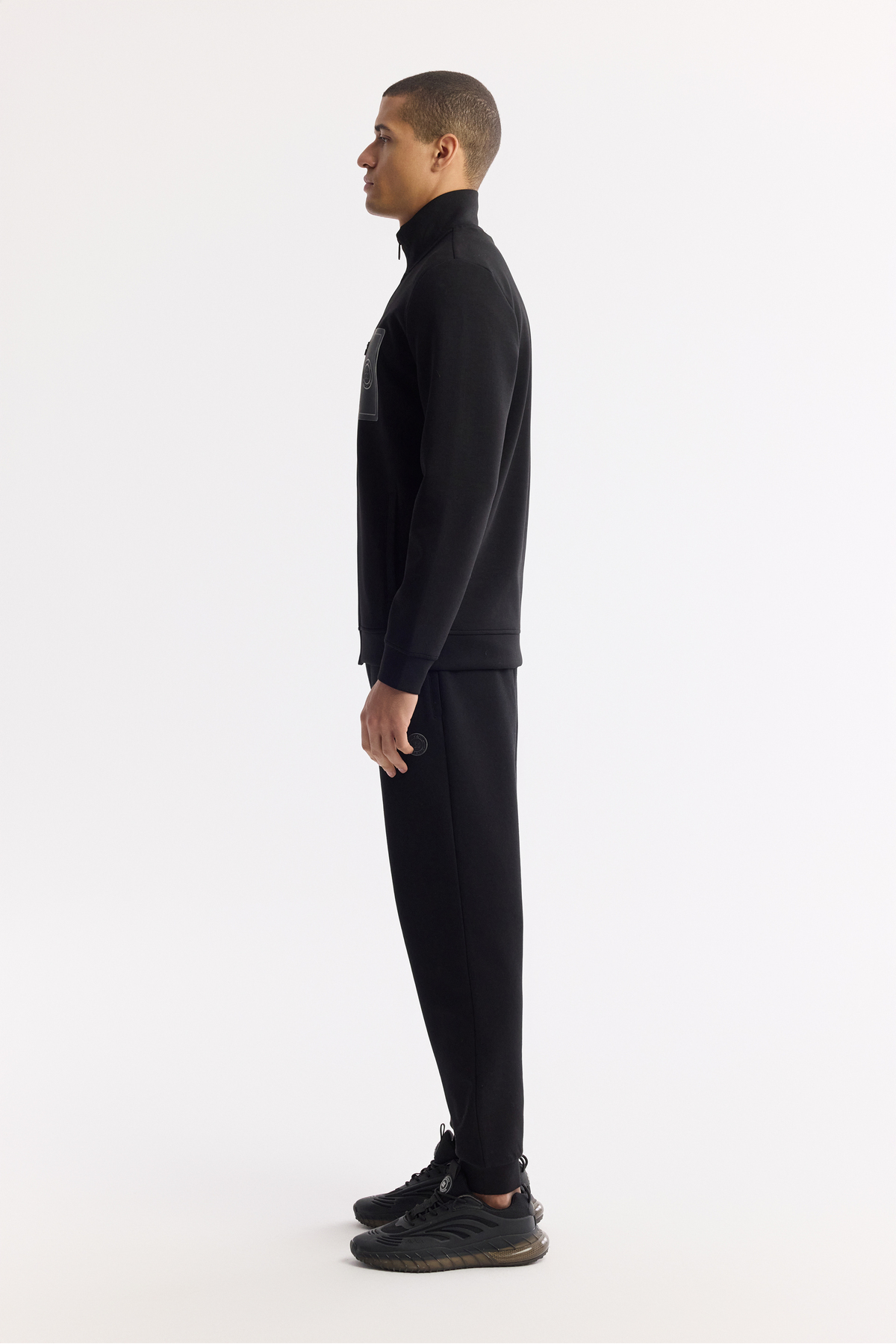 Avva Erkek Siyah Dik Yaka Fermuarlı Bi-Stretch İnterlok Regular Fit Sweatshirt A51Y1219 görsel 5