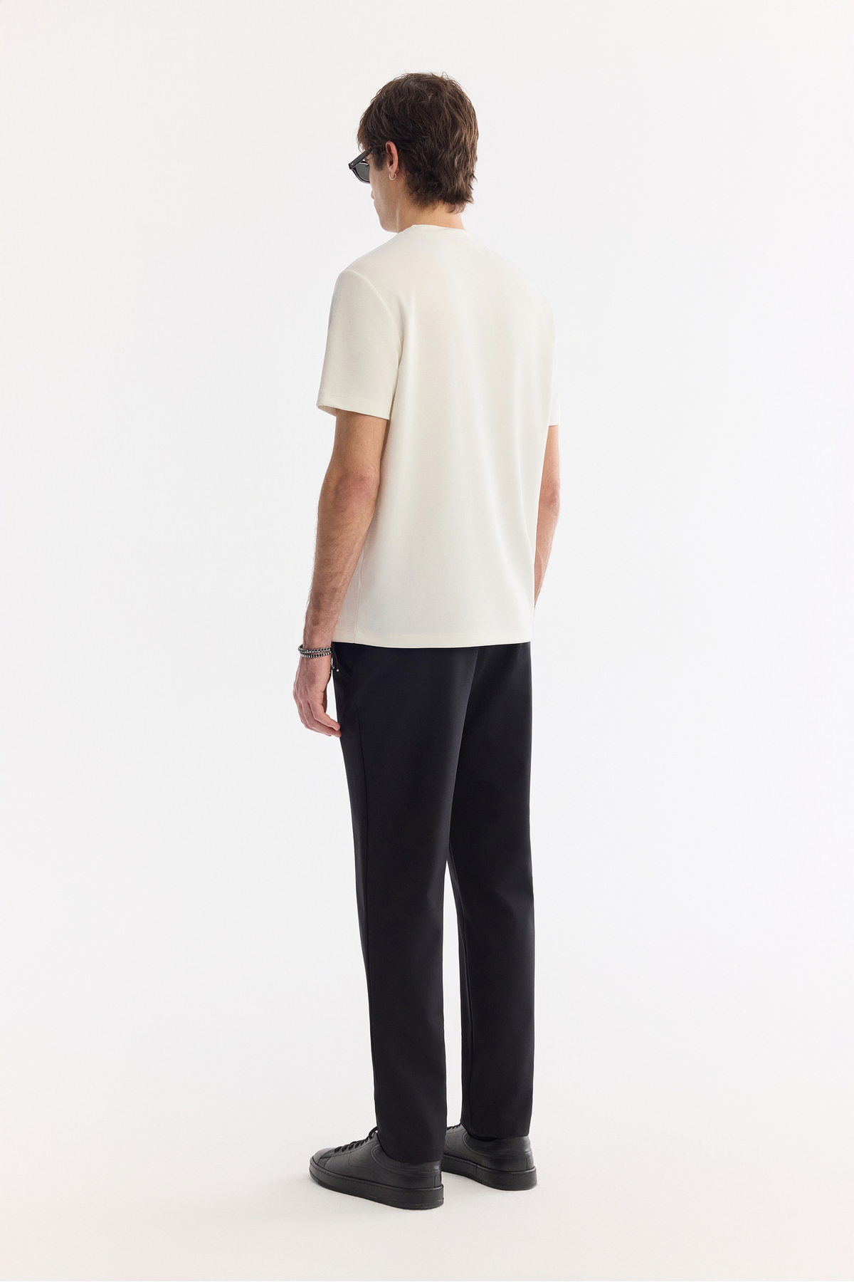 Avva Erkek Ekru Bisiklet Yaka Baskılı Bi-Stretch İnterlok Regular Fit T-shirt A61Y1054 görsel 4