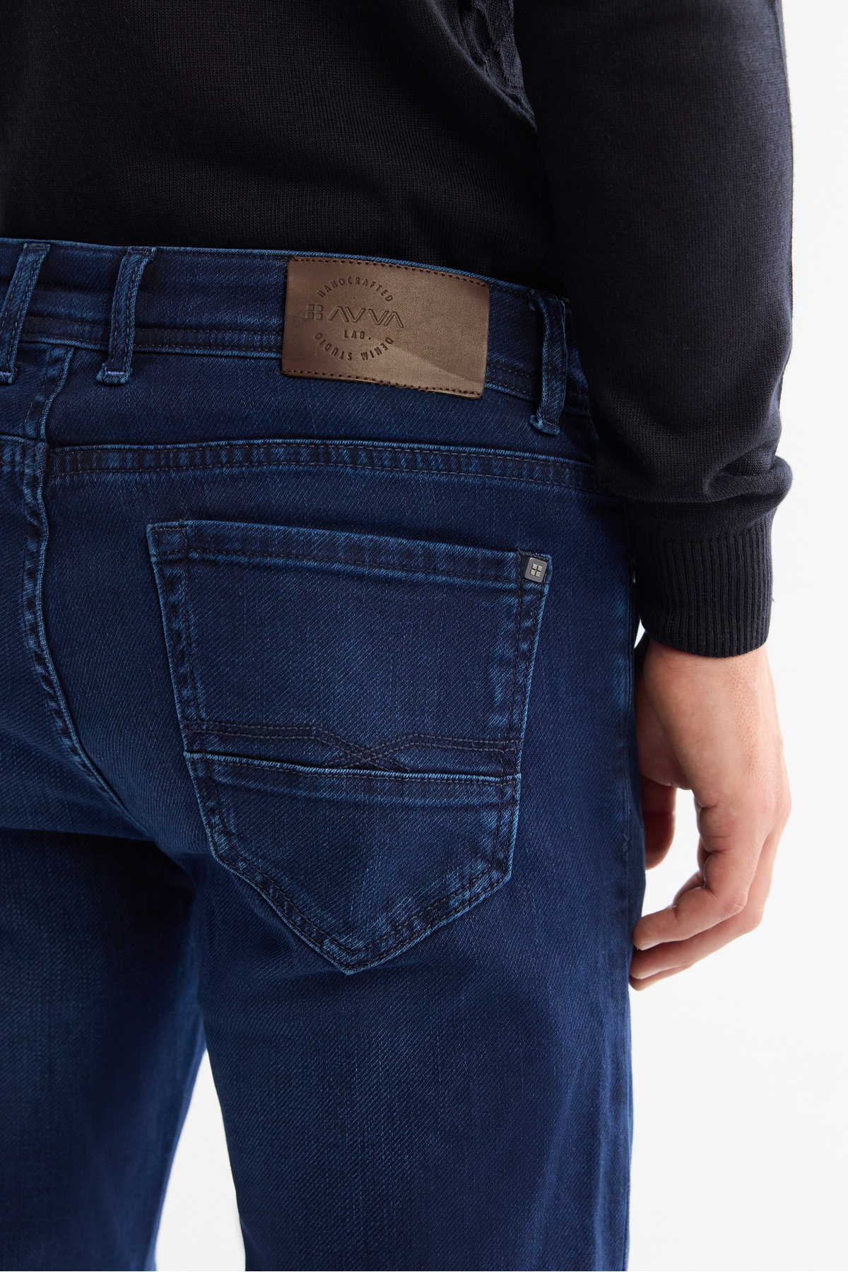 Avva Erkek İndigo Eskitme Yıkama Esnek Berlin Slim Fit Jean Pantolon B003521 görsel 4