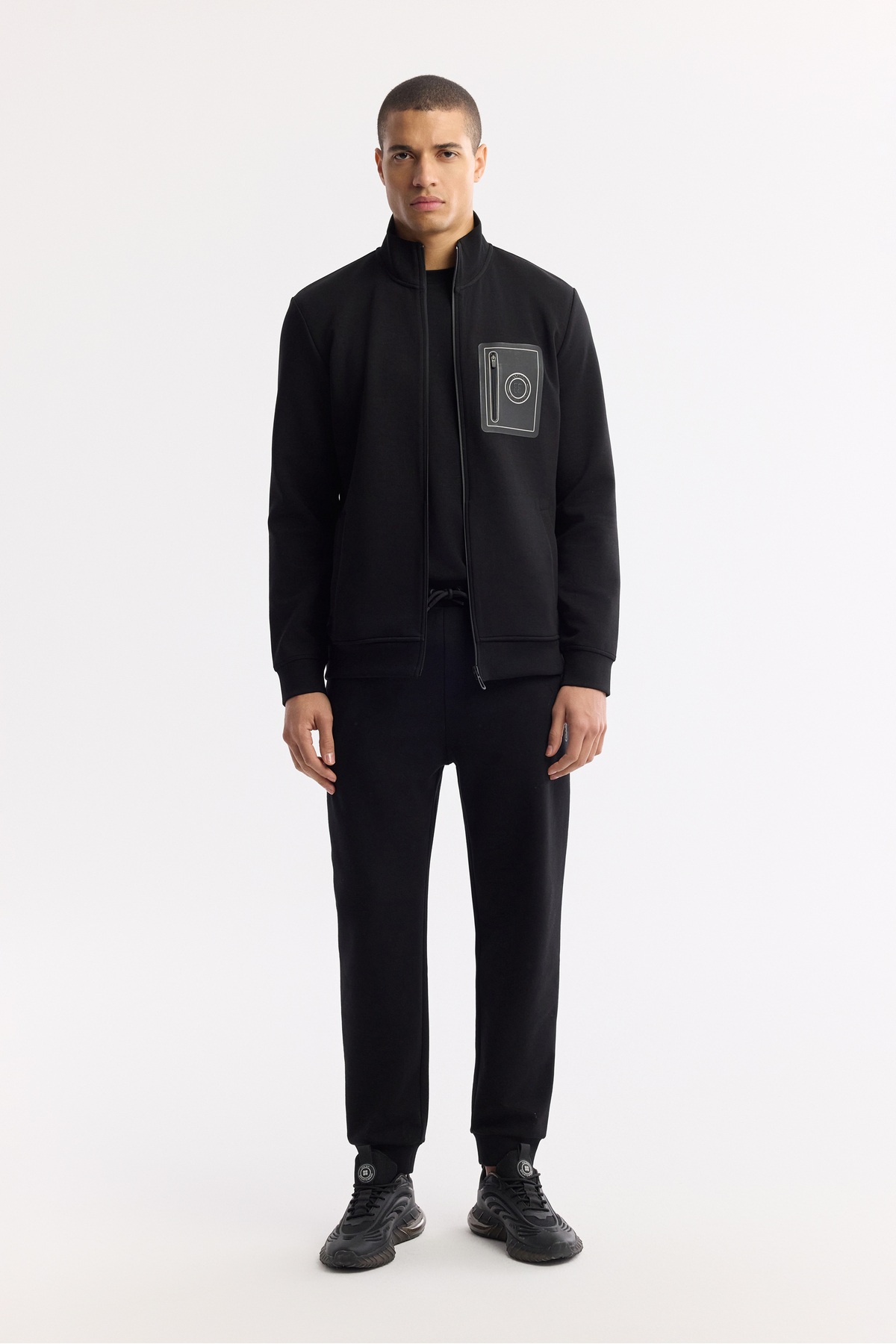 Avva Erkek Siyah Dik Yaka Fermuarlı Bi-Stretch İnterlok Regular Fit Sweatshirt A51Y1219 görsel 8