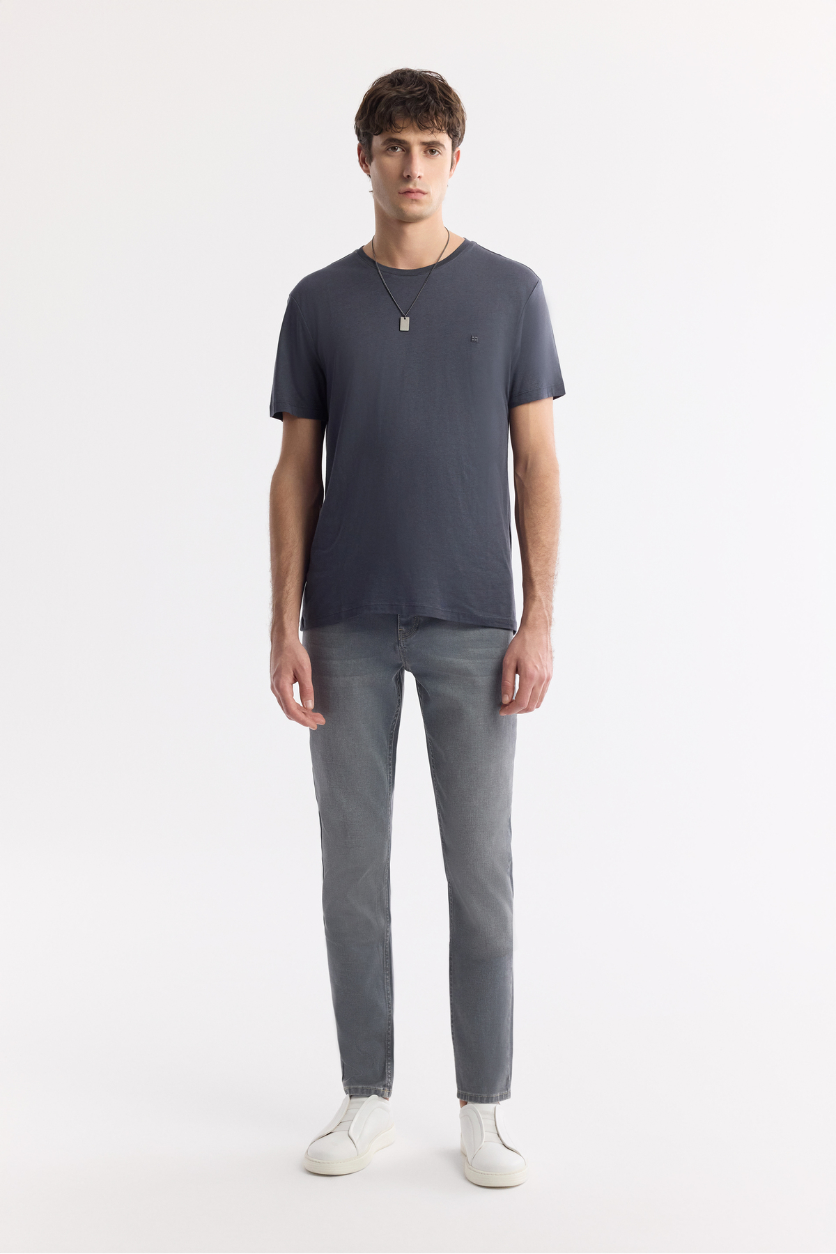 Avva Erkek Gri Klasik Bel Eskitme Yıkamalı Pamuklu Berlin Slim Fit Jean Pantolon B003524