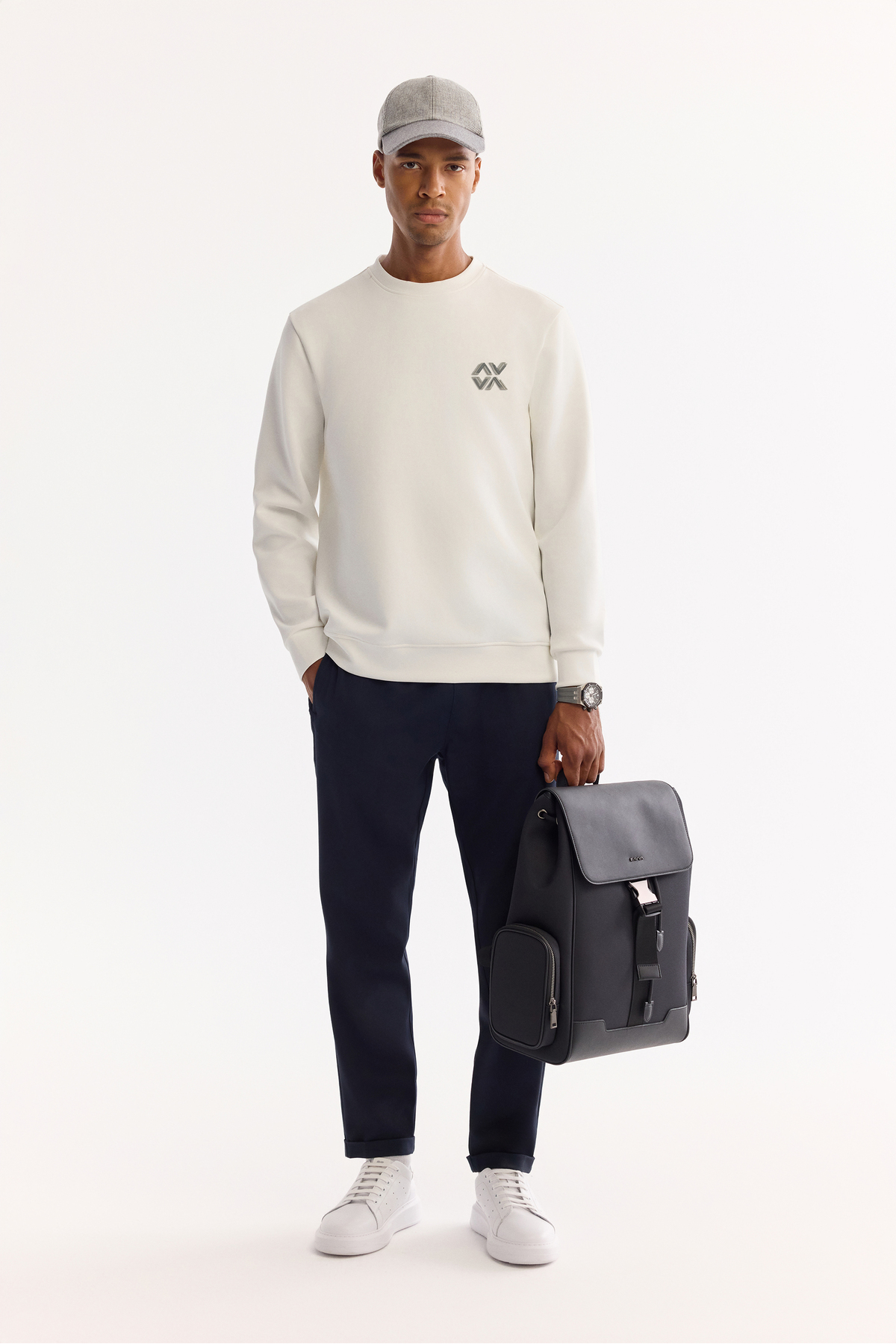 Avva Erkek Ekru Bisiklet Yaka Pamuklu Bi-Stretch Basic Regular Fit Sweatshirt A52Y1328 görsel 6