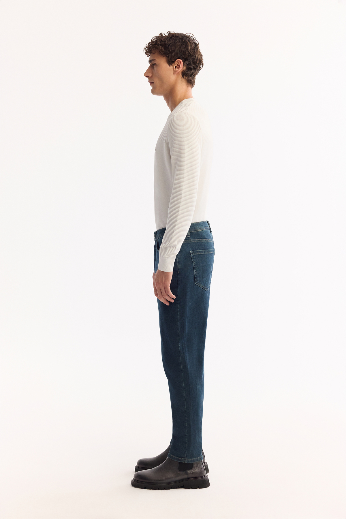 Avva Erkek İndigo Klasik Bel Pamuklu Eskitme Yıkmalı Oslo Carrot Fit Jean Pantolon A51Y3552 görsel 6