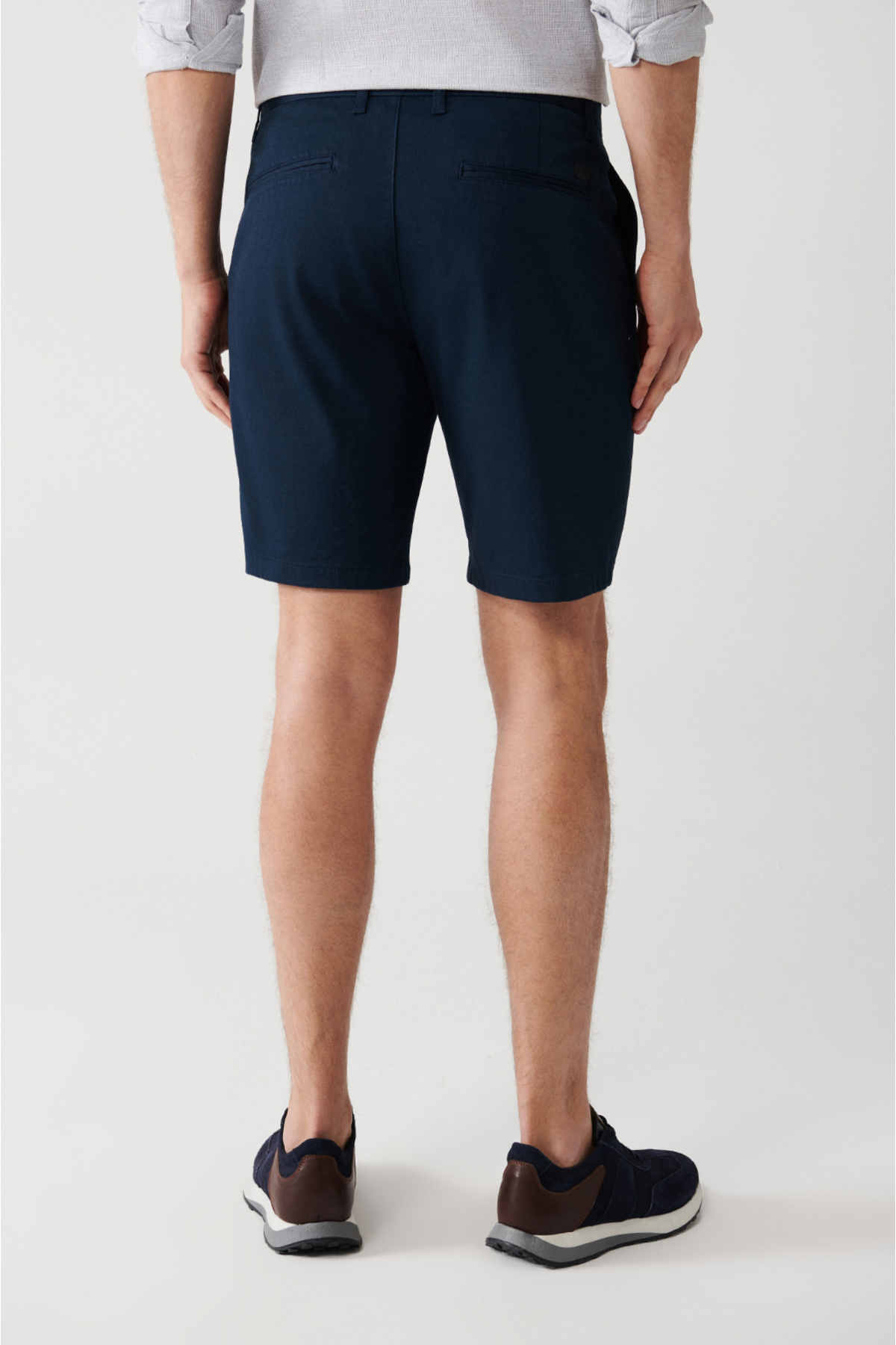 Avva Erkek Lacivert Esnek Patara Chino Kanvas Relaxed Fit Şort B003730 görsel 5