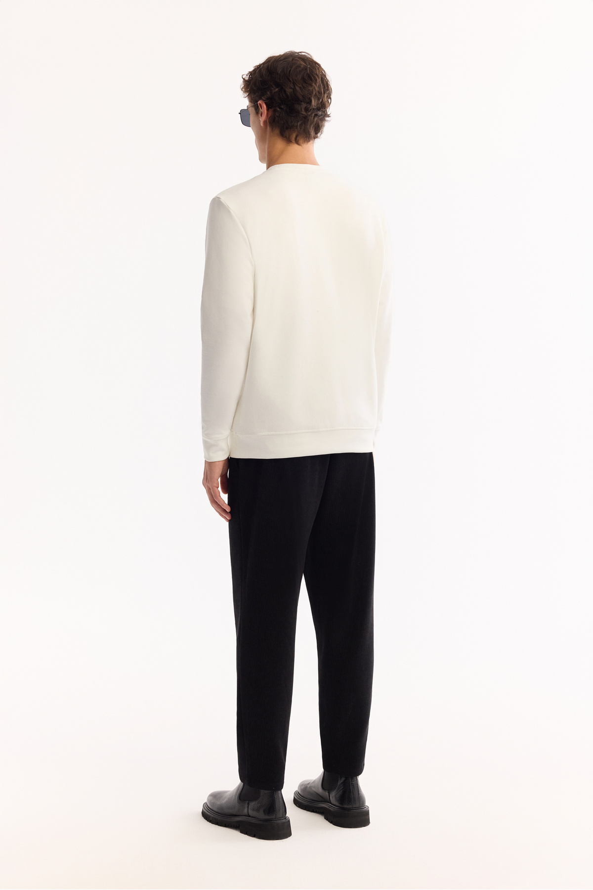 Avva Erkek Ekru Bisiklet Yaka Pamuklu Bi-Stretch Baskılı Regular Fit Sweatshirt A52Y1325 görsel 4