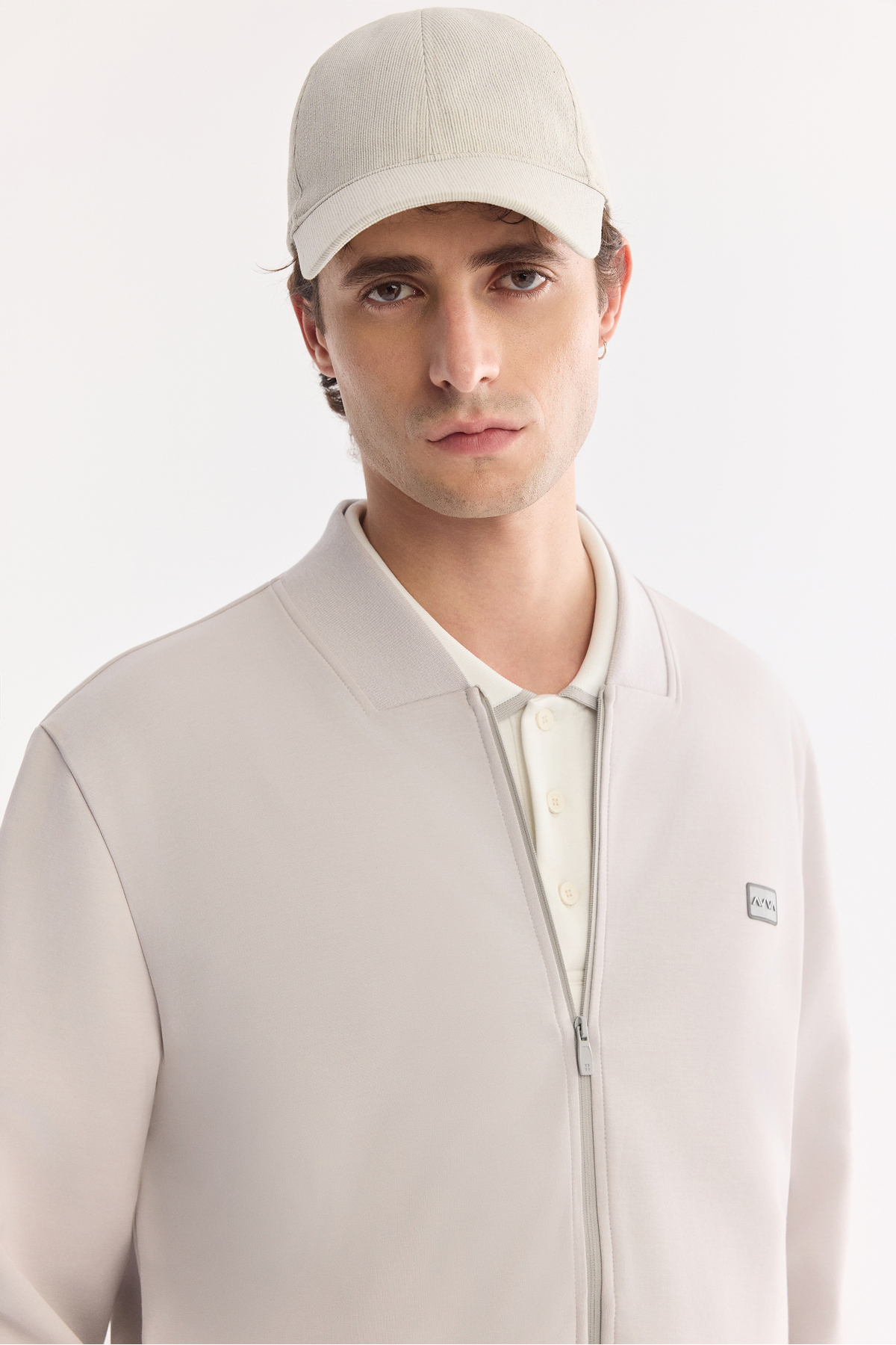 Avva Erkek Gri Bomber Yaka Fermuarlı Pamuklu Kolay Ütülenen Bi-Stretch Regular Fit Sweatshirt A61Y1201 görsel 2