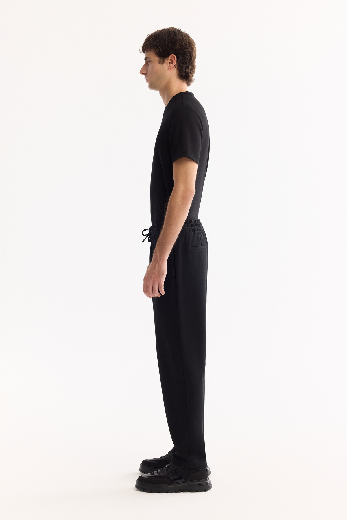 Avva Erkek Siyah Beli Lastikli Bağcıklı Kolay Ütülenen Jogger Relaxed Fit Pantolon A52Y3041 görsel 3