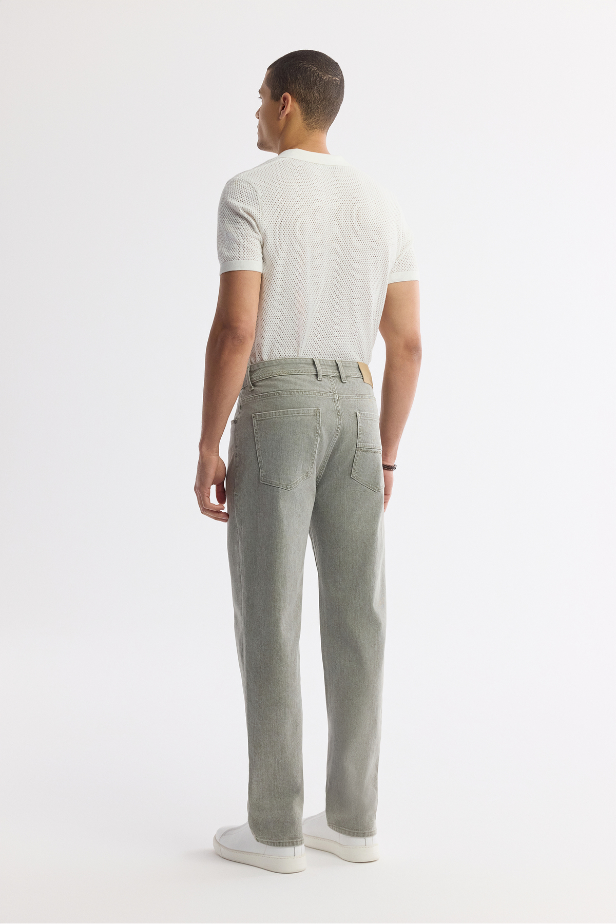 Avva Erkek Haki Klasik Bel %100 Pamuk Eskitme Yıkamalı Tokyo Straight Fit Jean Pantolon A51Y3542 görsel 4