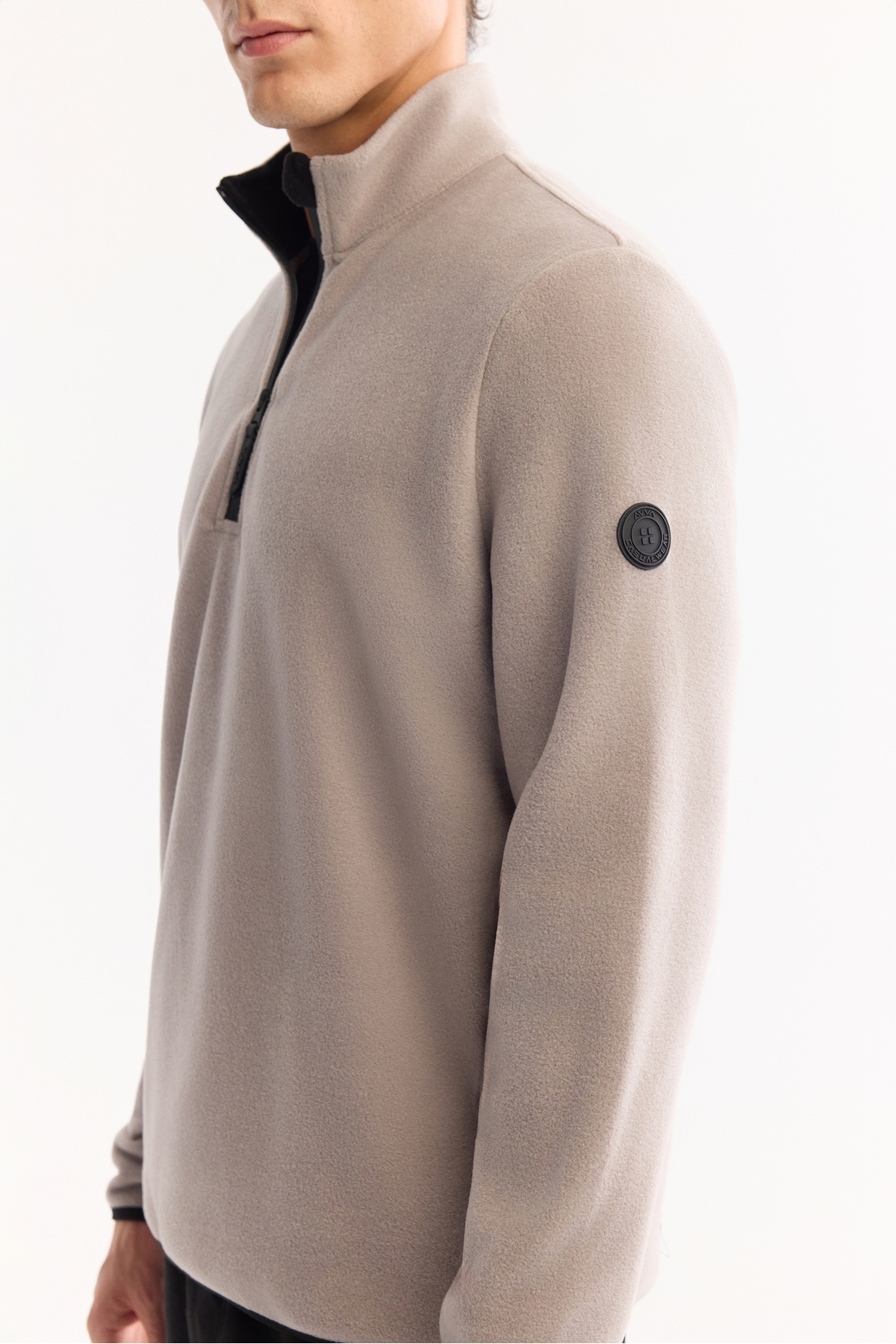 Avva Erkek Gri Dik Yaka Fermuarlı Soft Touch Polar Regular Fit Sweatshirt E001068 görsel 5