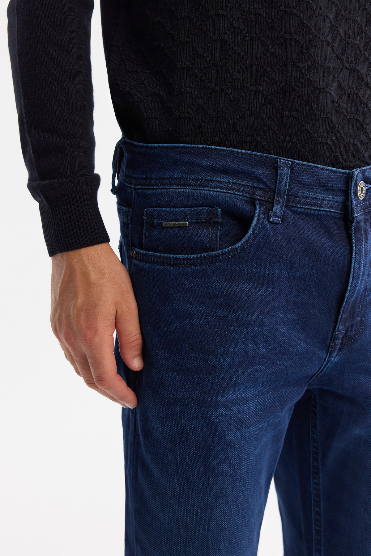 Avva Erkek İndigo Eskitme Yıkama Esnek Berlin Slim Fit Jean Pantolon B003521 görsel 5