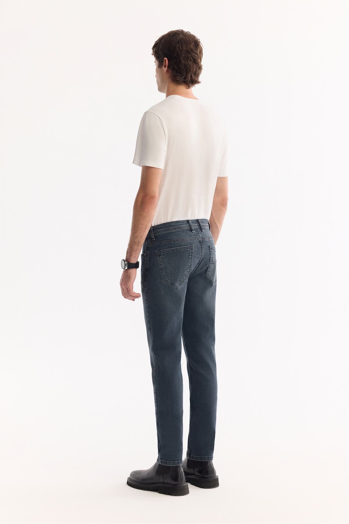 Avva Erkek İndigo Klasik Bel Pamuklu Eskitme Yıkmalı Madrid Comfort Slim Fit Jean Pantolon A52Y3529 görsel 4