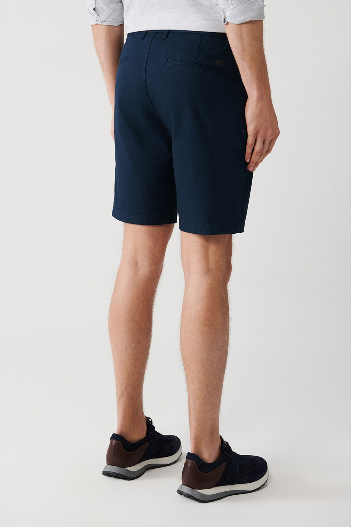 Avva Erkek Lacivert Esnek Patara Chino Kanvas Relaxed Fit Şort B003730 görsel 6