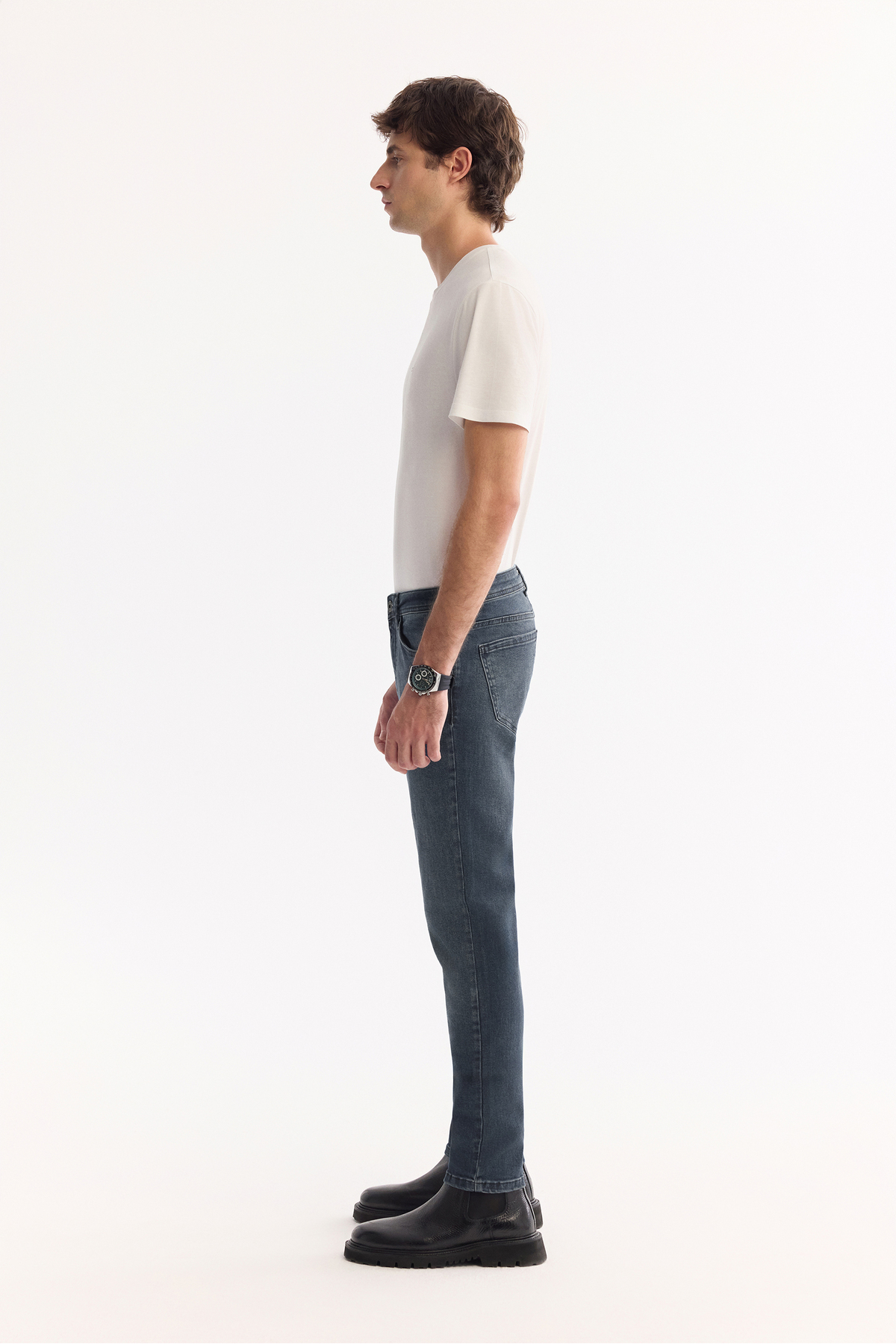 Avva Erkek İndigo Klasik Bel Pamuklu Eskitme Yıkmalı Madrid Comfort Slim Fit Jean Pantolon A52Y3529 görsel 3