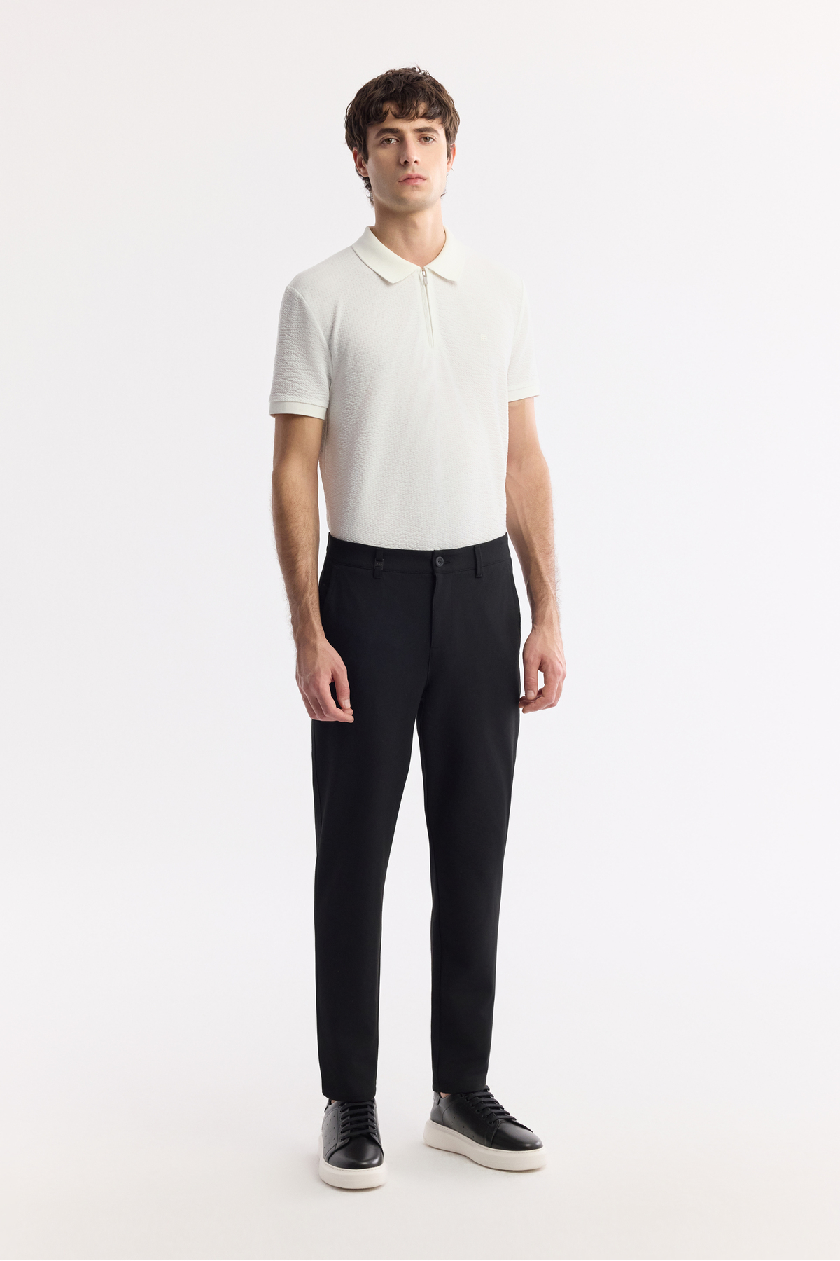 Avva Erkek Siyah Klasik Bel Kolay Ütülenen Chino Slim Fit Pantolon B003035 görsel 7