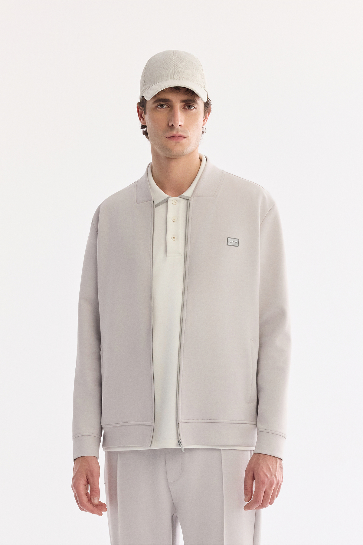 Avva Erkek Gri Bomber Yaka Fermuarlı Pamuklu Kolay Ütülenen Bi-Stretch Regular Fit Sweatshirt A61Y1201