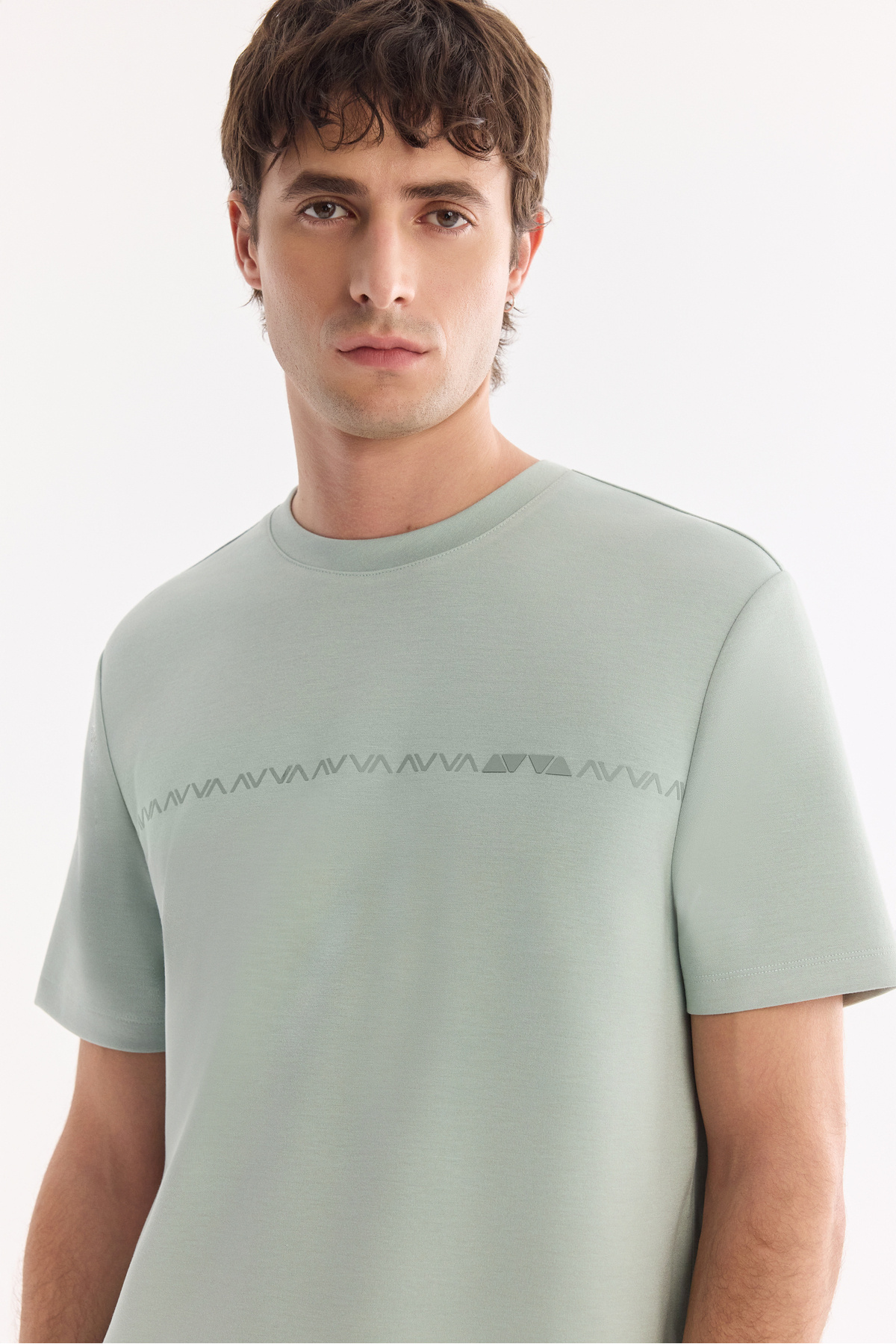 Avva Erkek Mint Yeşil Bisiklet Baskılı Viskon Karışımlı Bi-Stretch İnterlok Regular Fit T-shirt A61Y1052 görsel 2