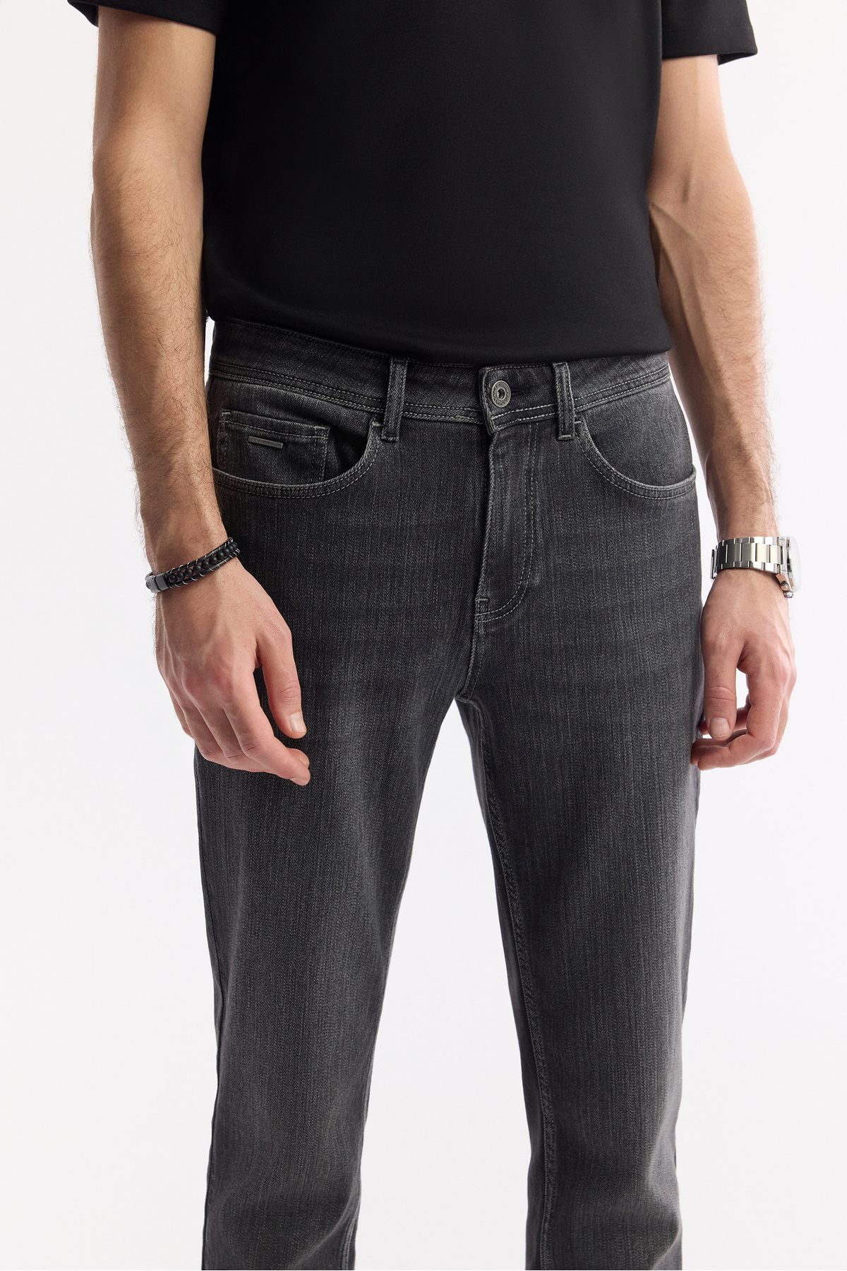 Avva Erkek Antrasit Klasik Bel Pamuklu Taş Yıkamalı Berlin Slim Fit Jean Pantolon A51Y3513 görsel 5