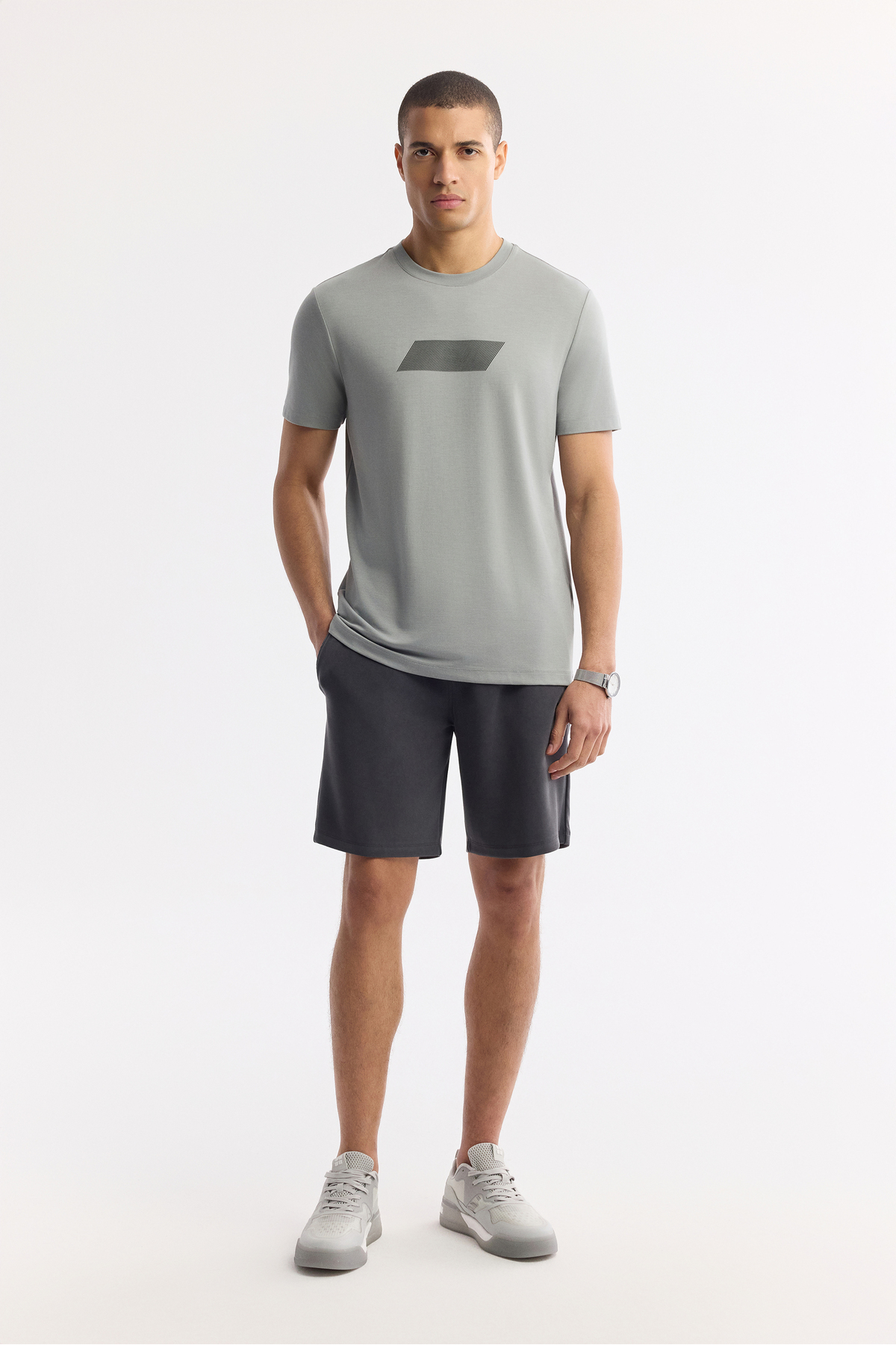Avva Erkek Gri Bisiklet Yaka Baskılı Rayon Soft Touch Regular Fit T-Shirt A51Y1031 görsel 5