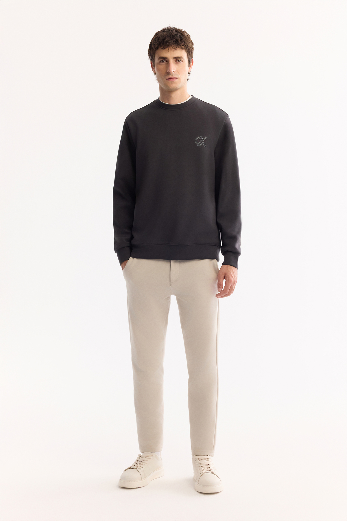 Avva Erkek Antrasit Bisiklet Yaka Pamuklu Bi-Stretch Basic Regular Fit Sweatshirt A52Y1328 görsel 6