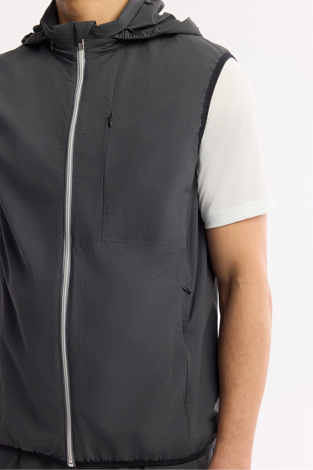 Avva Erkek Antrasit Dik Yaka Su İtici Rüzgar Geçirmez Bi-Stretch Comfort Fit Yelek A51Y6552 görsel 8