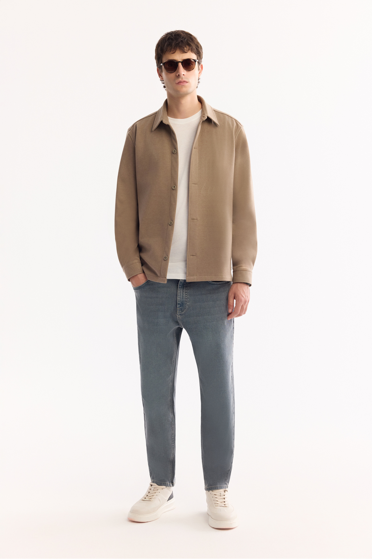 Avva Erkek Vizon Klasik Yaka Jersey Comfort Fit Gömlek Ceket A52Y2043 görsel 8
