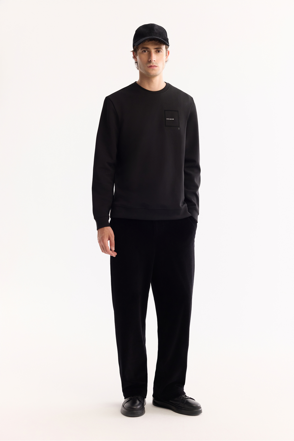 Avva Erkek Siyah Bisiklet Yaka Pamuklu Bi-Stretch Baskılı Regular Fit Sweatshirt A52Y1261 görsel 6