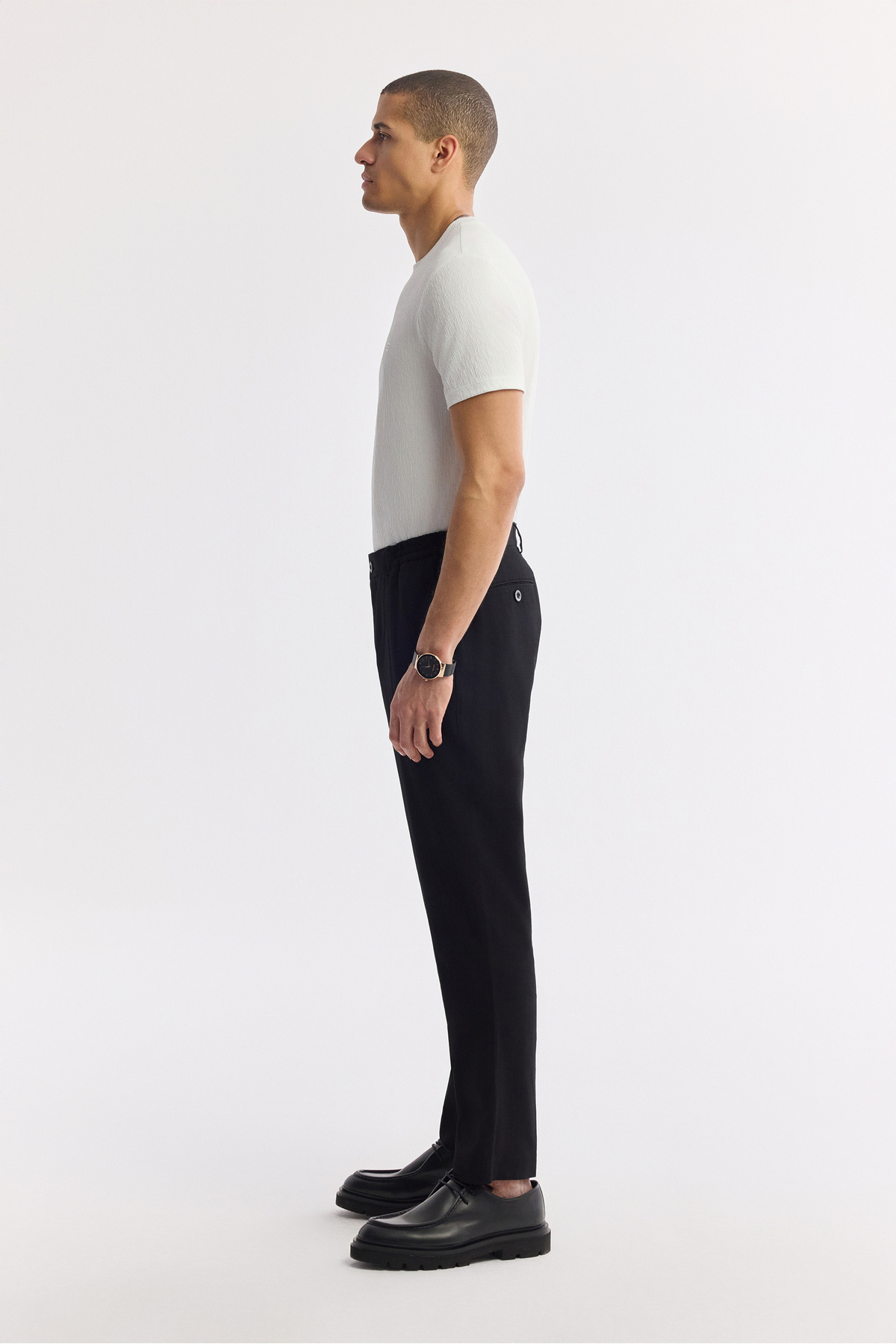 Avva Erkek Siyah Yandan Cepli Beli Lastikli Soft Touch Comfort Slim Fit Pantolon A51Y3217 görsel 2