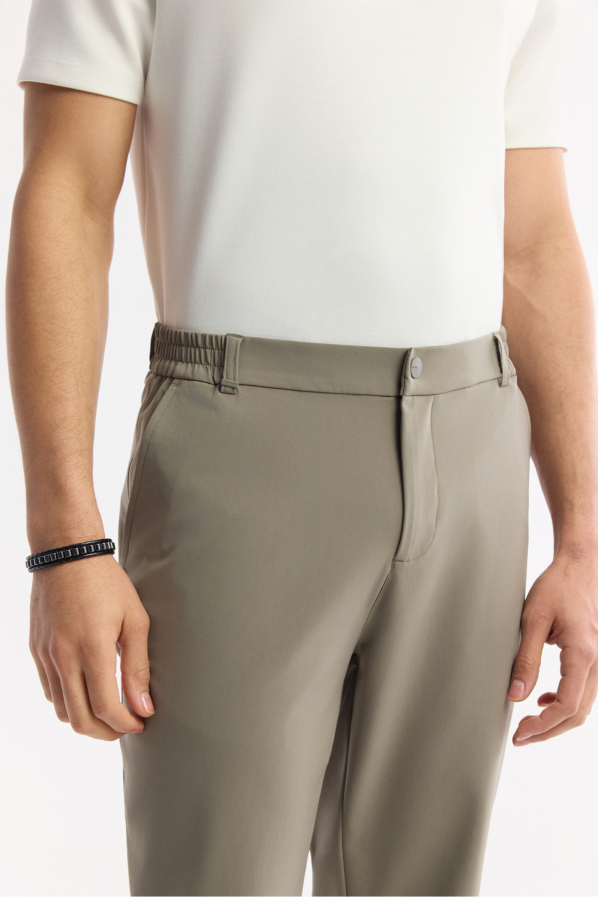 Avva Erkek Haki Beli Lastikli Bi-Stretch Teknik Kumaş Slim Fit Pantolon A51Y3077 görsel 5