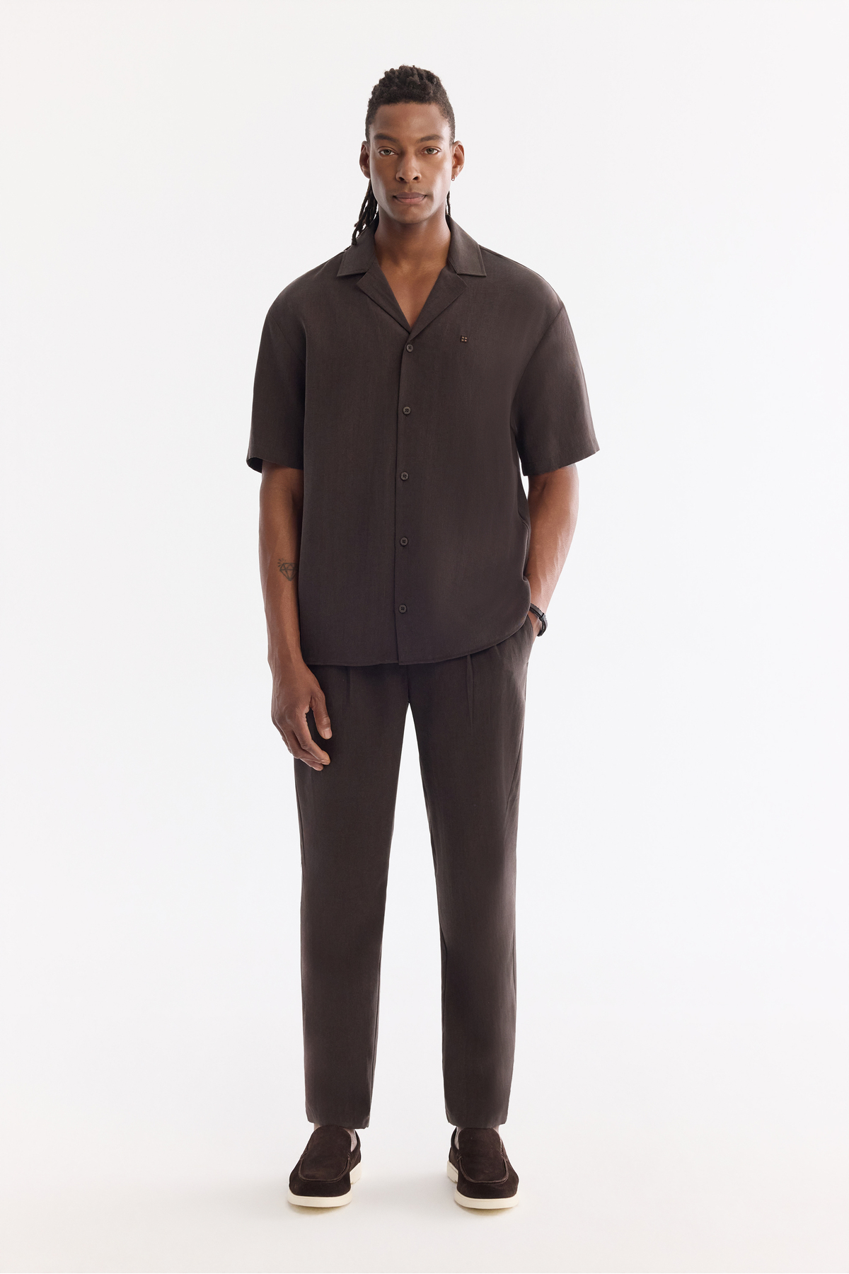 Avva Erkek Kahve Yanı Lastikli Tencel Karışımlı Relaxed Fit Pantolon A61Y3004 görsel 7