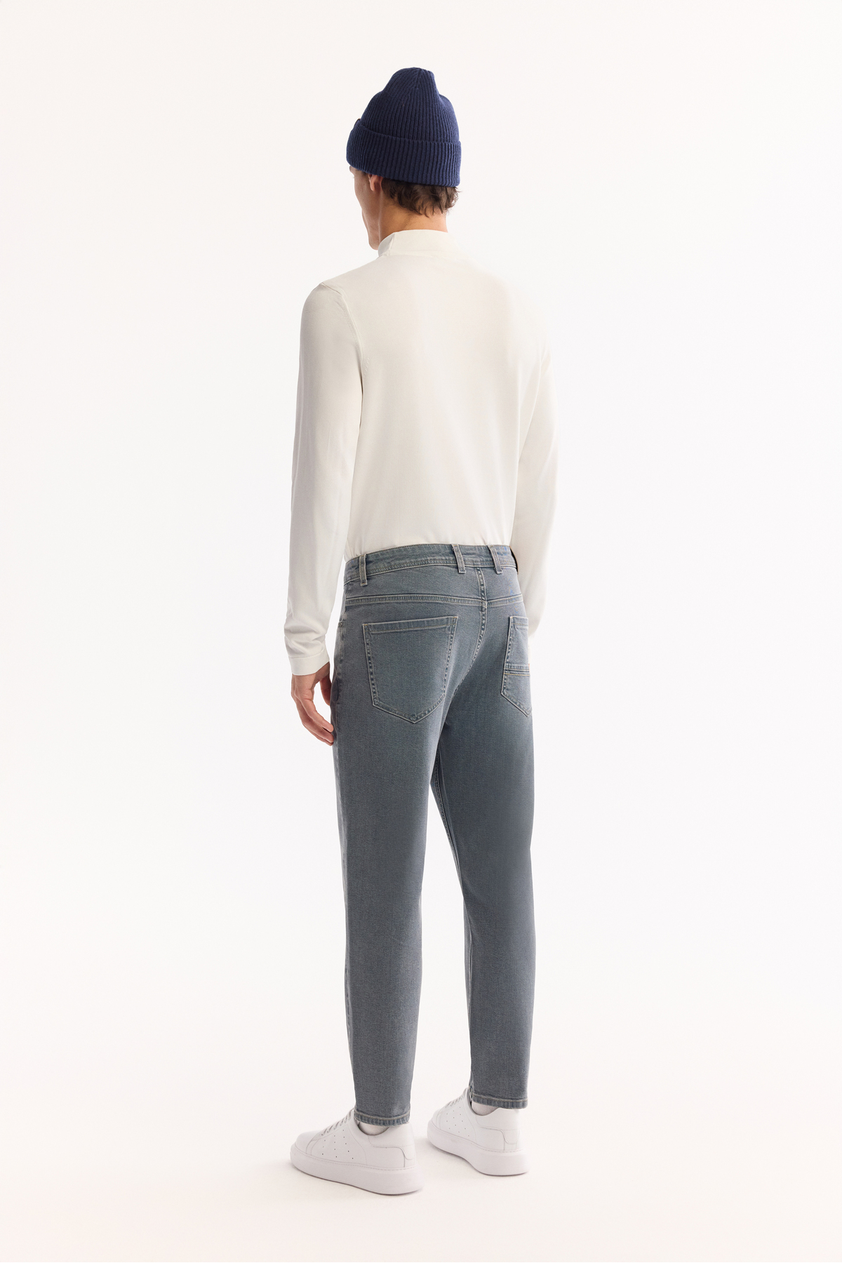 Avva Erkek Mavi Klasik Bel Pamuklu Eskitme Yıkamalı Roma Crop Slim Fit Jean Pantolon A52Y3530 görsel 6