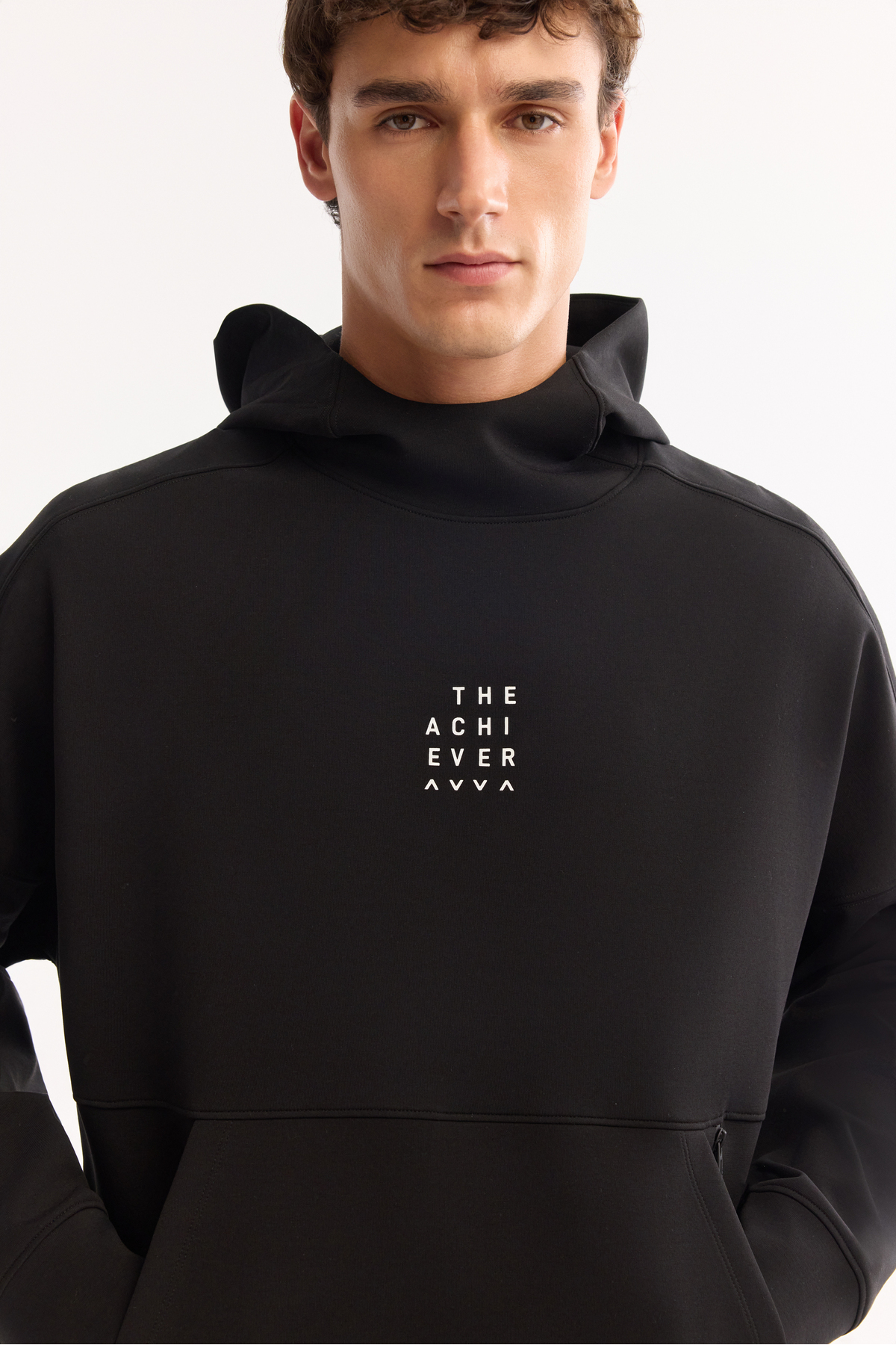 Avva Erkek Siyah Kapüşonlu Yaka Kolay Ütülenen Bi-Stretch Baskılı Oversize Fit Sweatshirt A52Y1312 görsel 5
