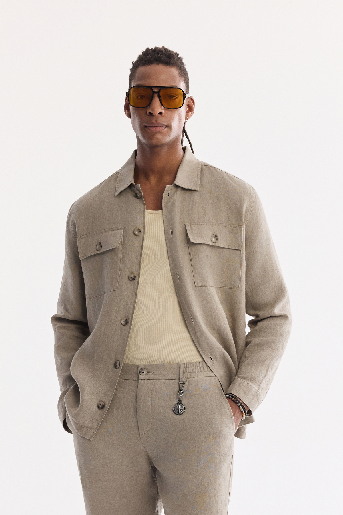 Avva Erkek Gri Beli Lastikli %100 Keten Relaxed Fit Pantolon B003032 görsel 8