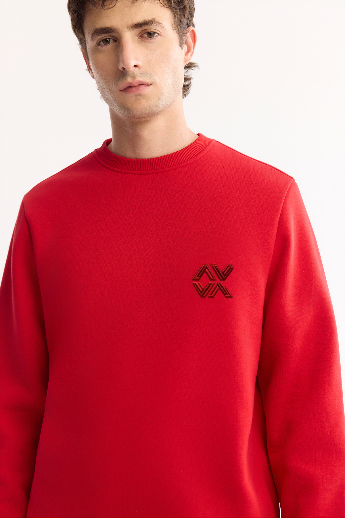 Avva Erkek Kırmızı Bisiklet Yaka Pamuklu Bi-Stretch Basic Regular Fit Sweatshirt A52Y1328 görsel 7
