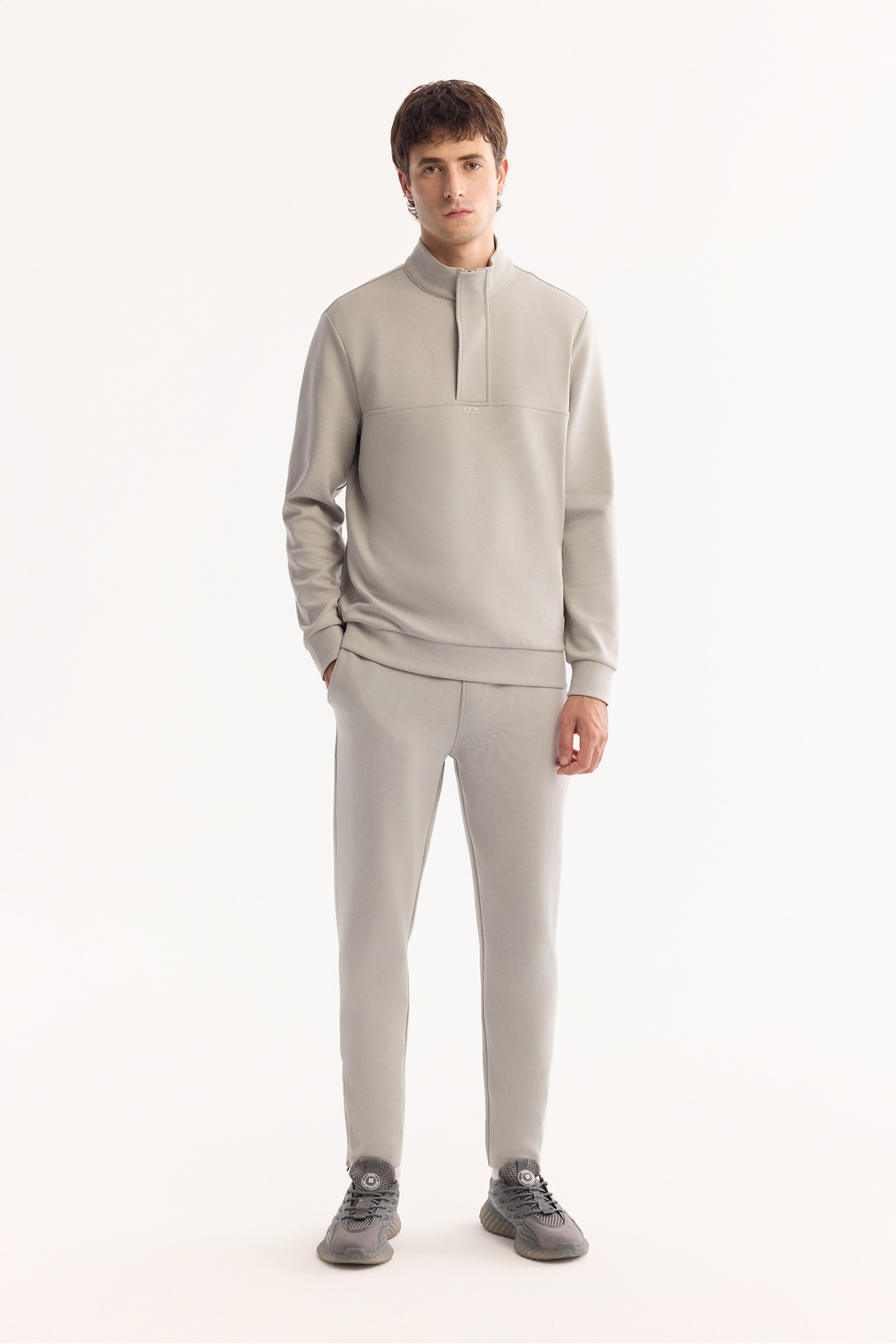 Avva Erkek Gri Dik Yaka Fermuarlı Pamuklu Bi-Stretch Regular Fit Sweatshirt A52Y1282 görsel 6