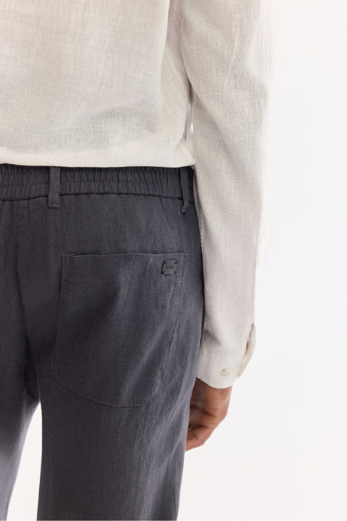 Avva Erkek Antrasit Beli Lastikli %100 Keten Relaxed Fit Pantolon B003032 görsel 3