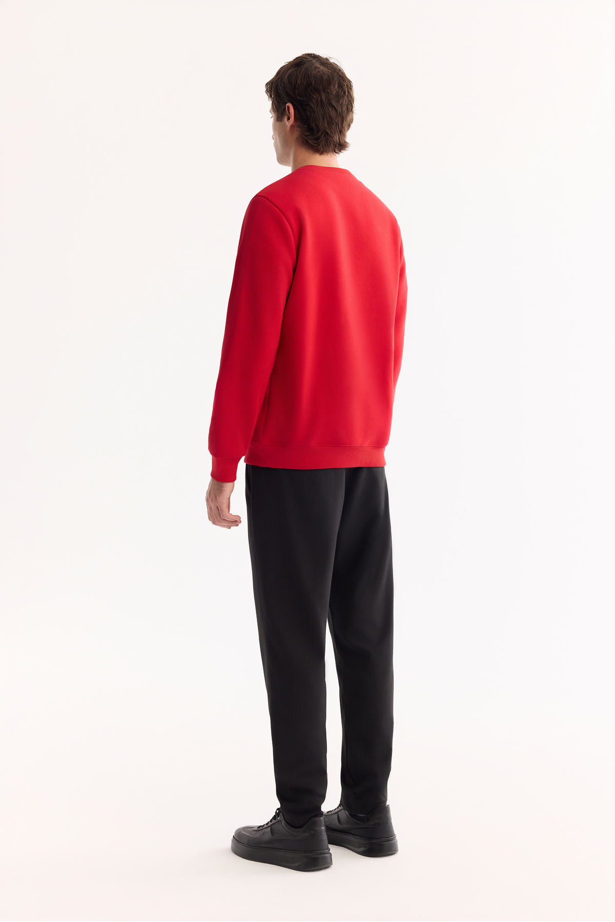 Avva Erkek Kırmızı Bisiklet Yaka Pamuklu Bi-Stretch Basic Regular Fit Sweatshirt A52Y1328 görsel 4