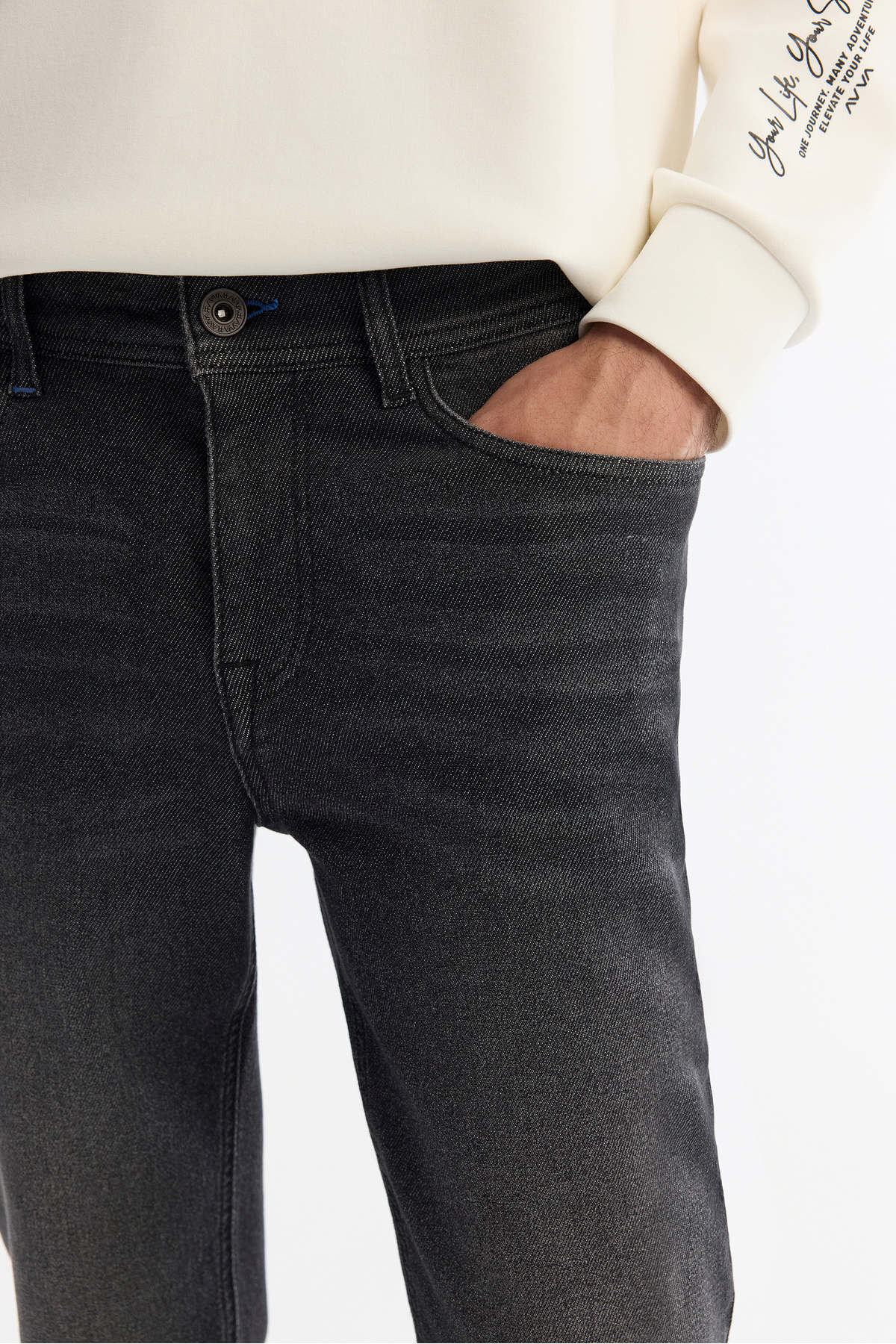 Avva Erkek Siyah Klasik Bel Eskitme Yıkama Elastan Rio Skinny Fit Jean Pantolon A42Y3524 görsel 6